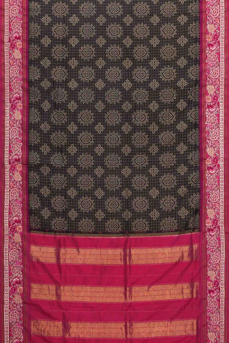 Black Dual Tone Kanchipuram Silk Saree - Image 3