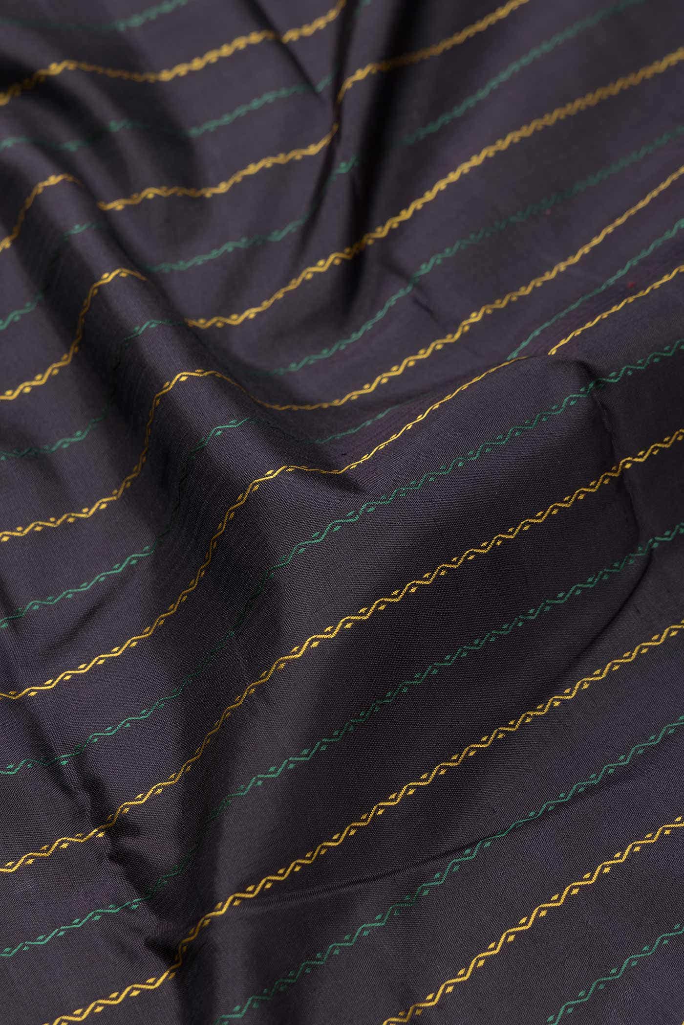 Pure Silk Pure Zari Black Dual Tone Kanjivaram Saree - Image 3
