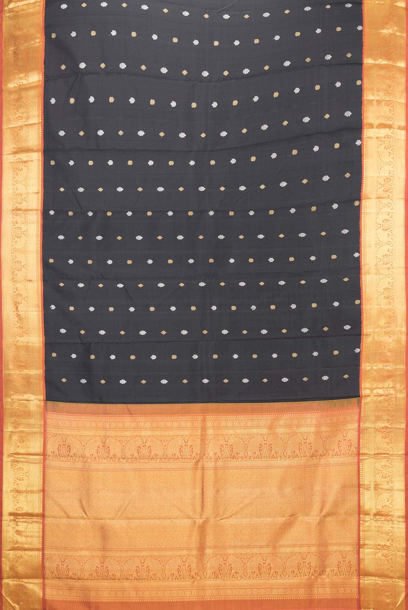 Pure Silk Pure Zari Black Dual Tone Kanjivaram Saree - Image 4