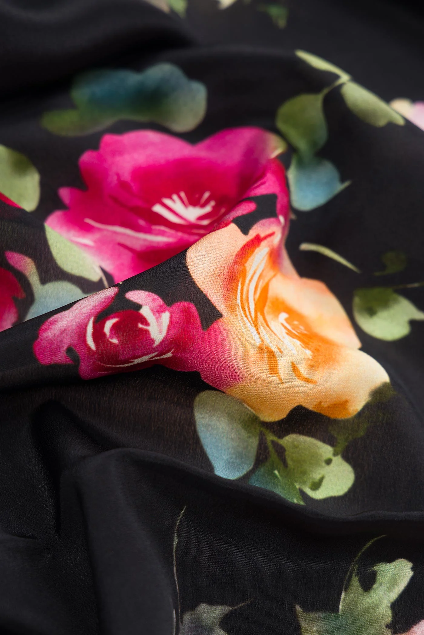 Black Mysore Crepe Saree - Image 2