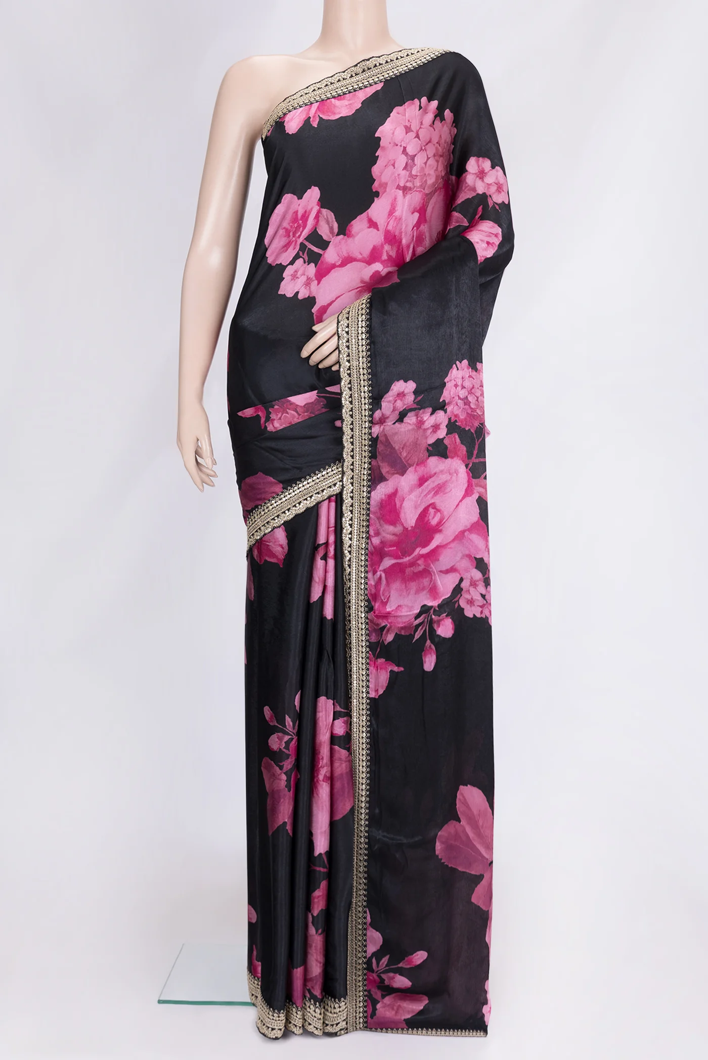 Black Crepe Saree