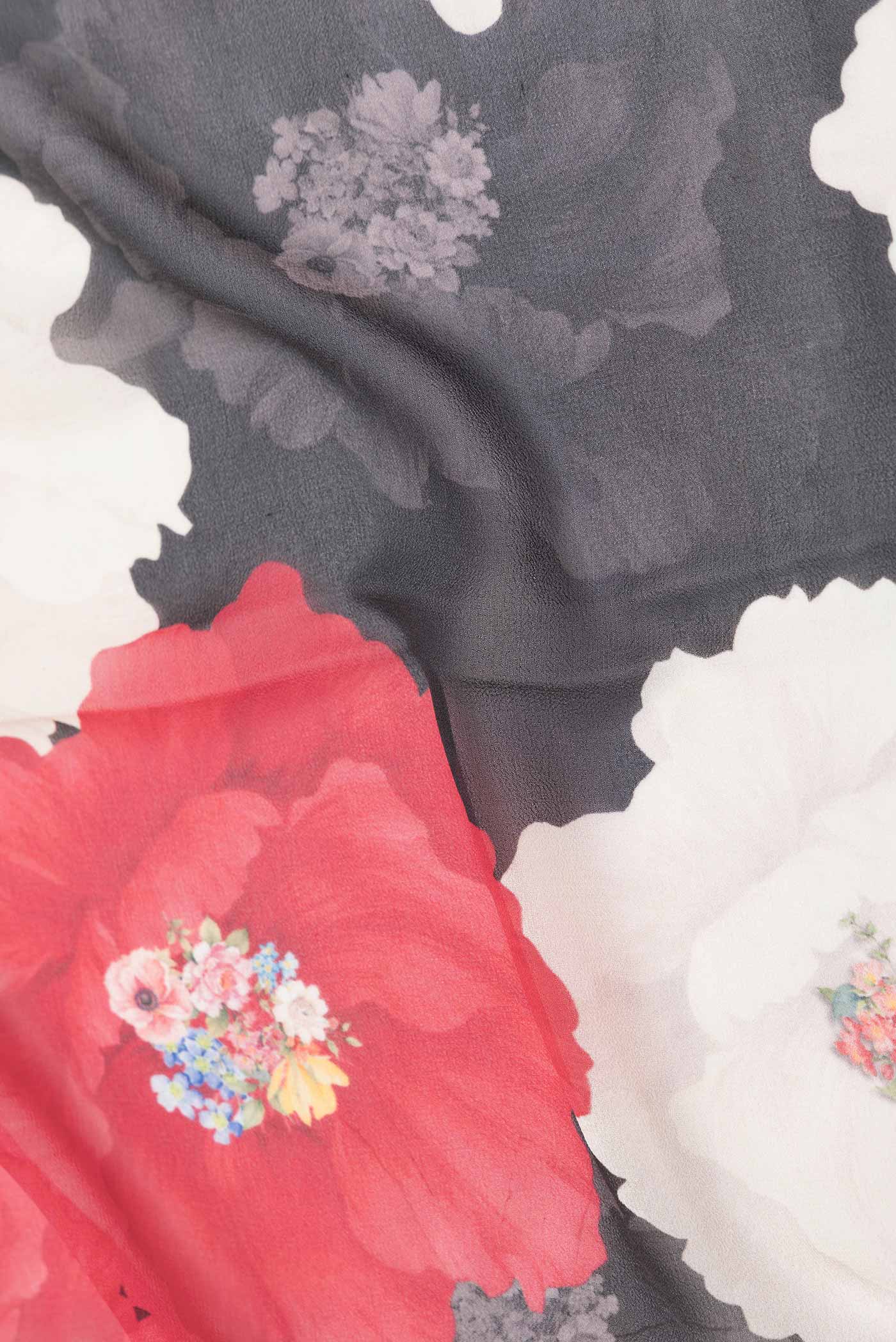 Black Dual Tone Mysore Georgette Saree - Image 2