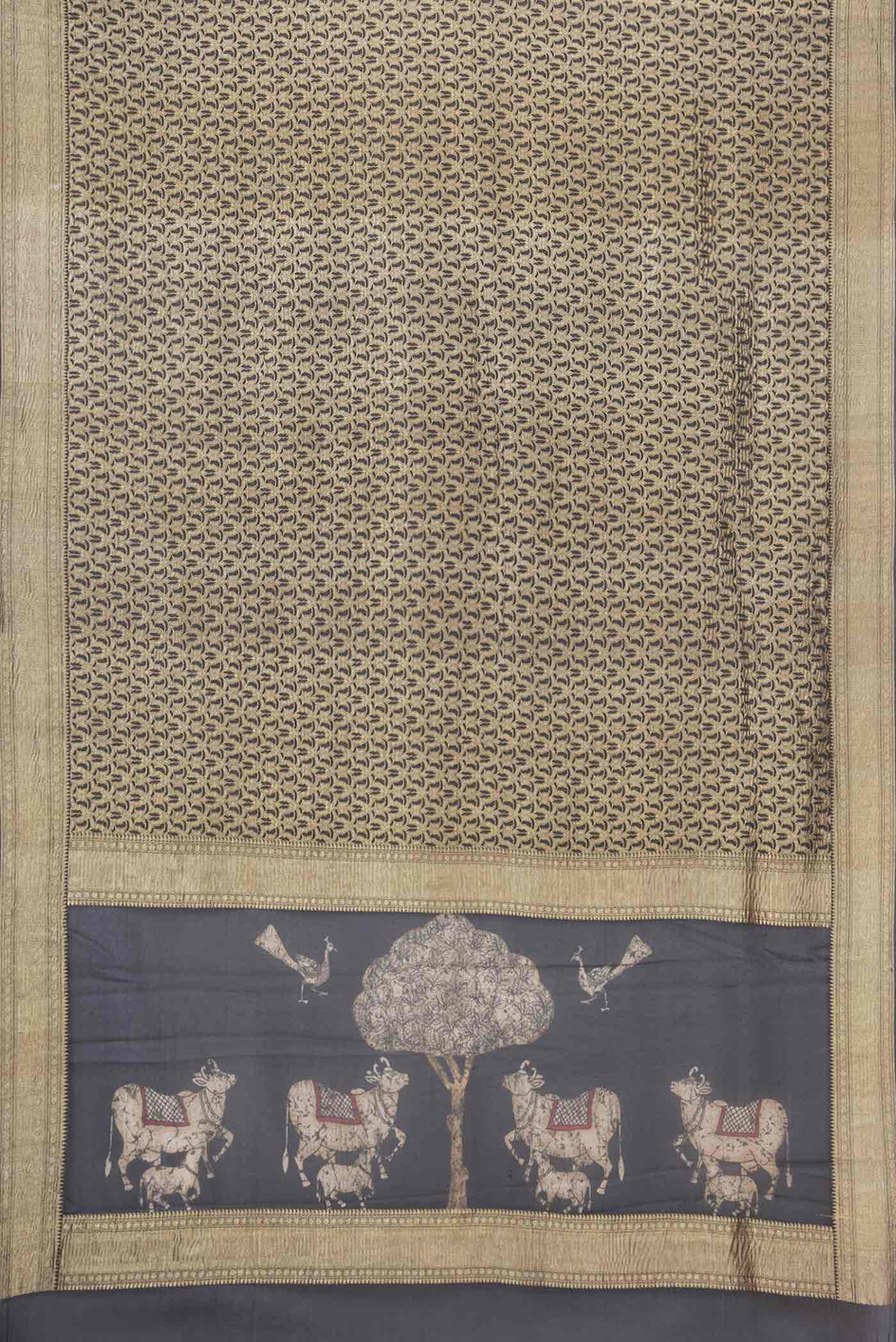 Black Mysore Crepe Saree - Image 6