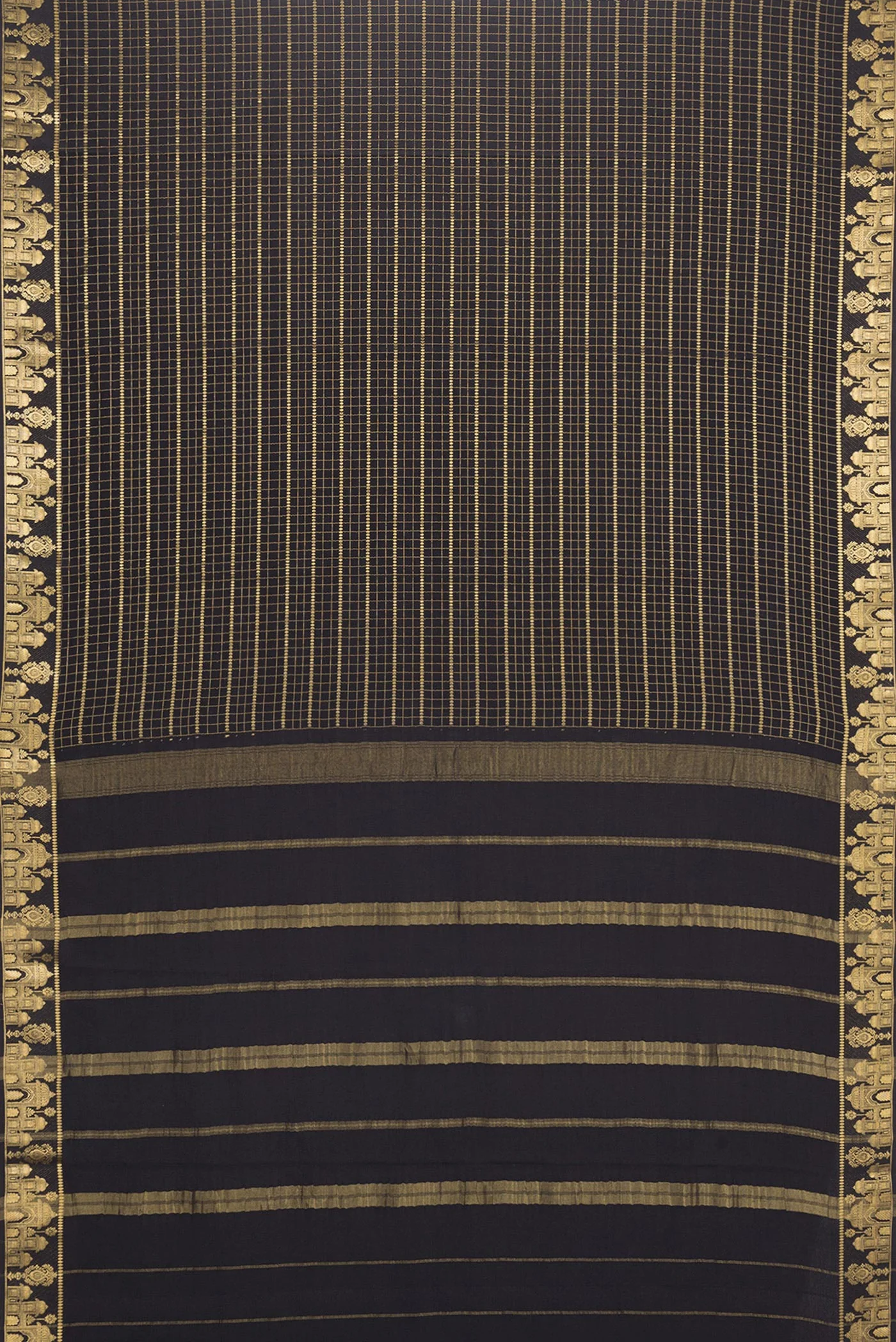 Black Mysore Crepe Saree - Image 6