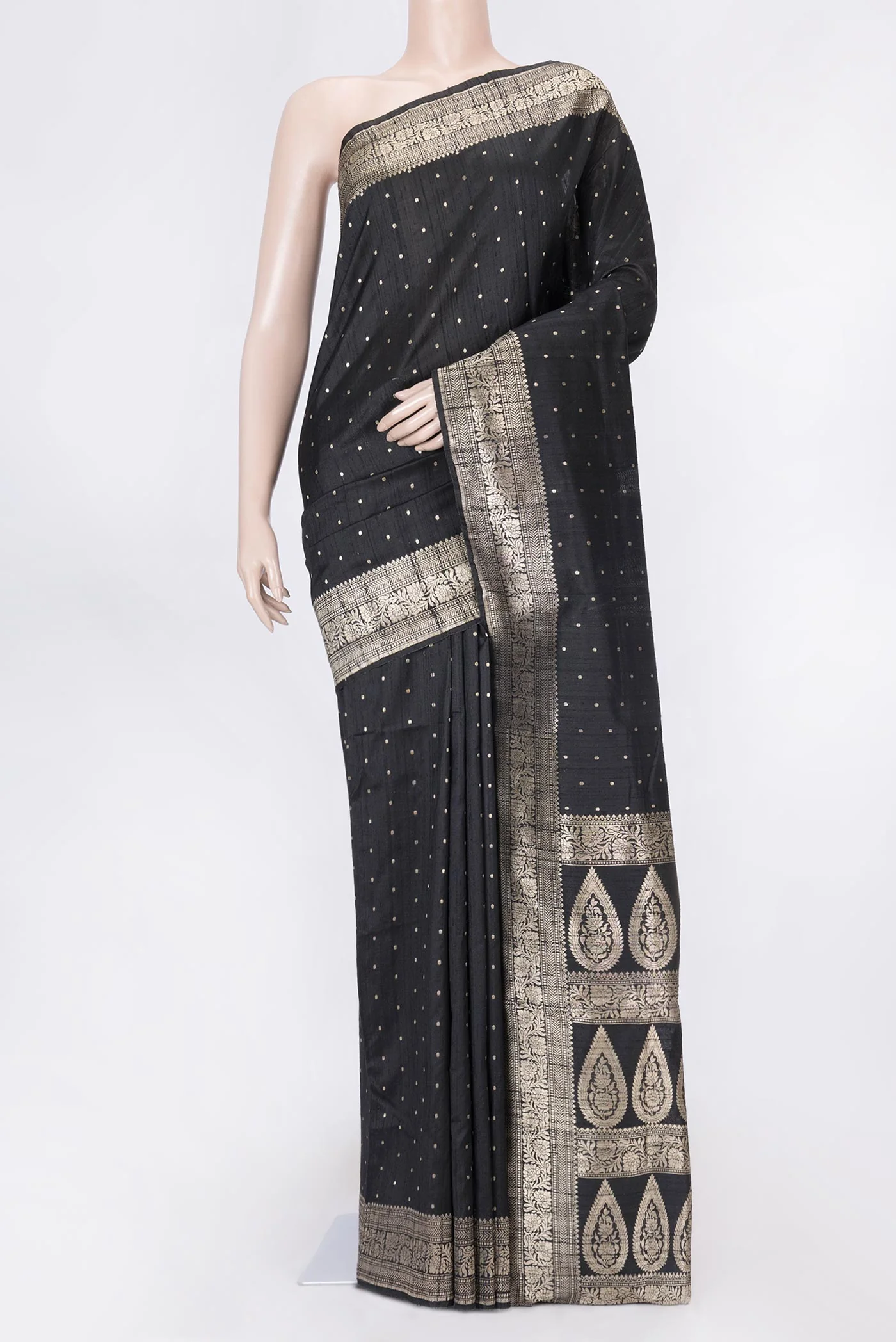 Black Dual Tone Raw Silk Saree