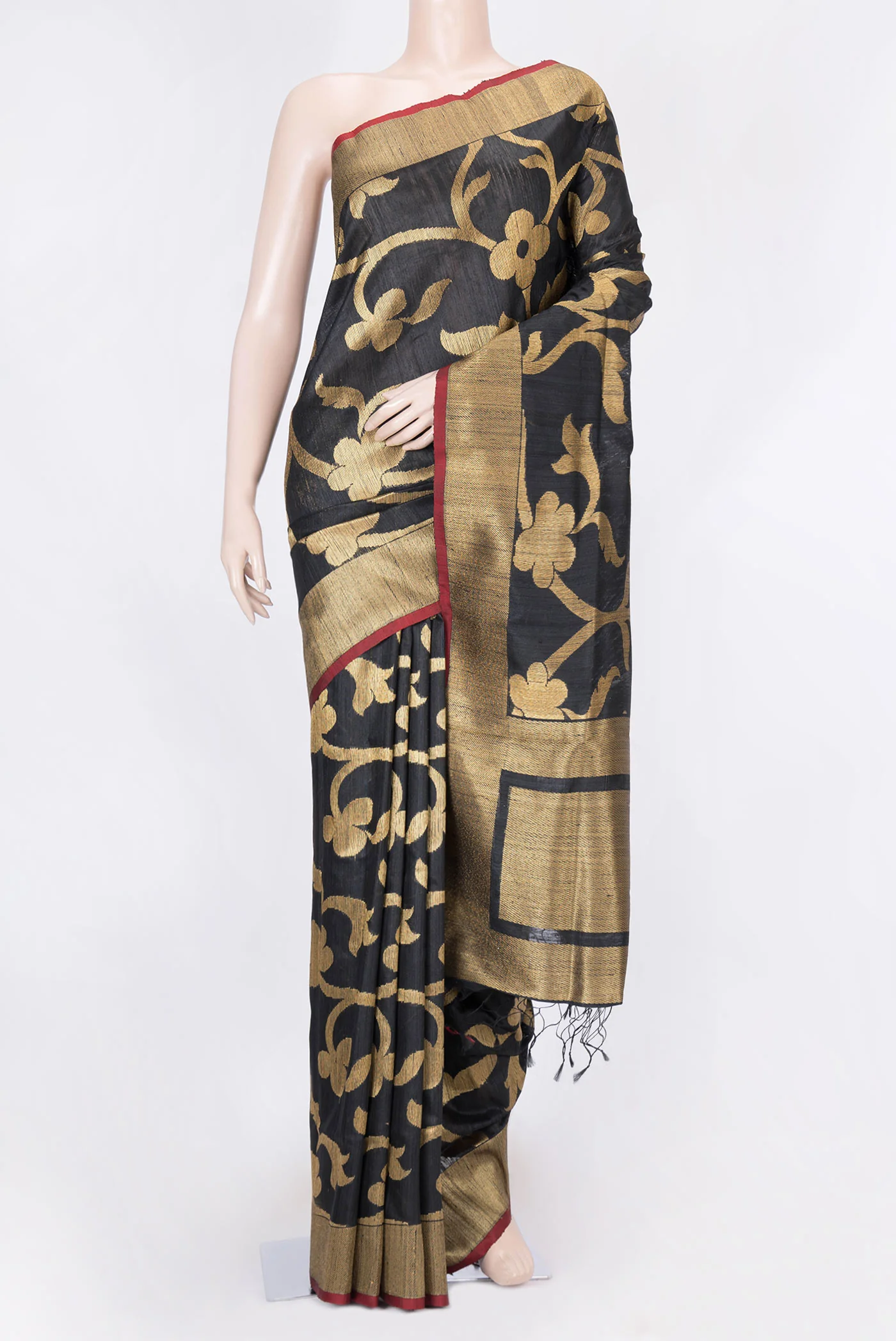 Black Dual Tone Raw Silk Saree