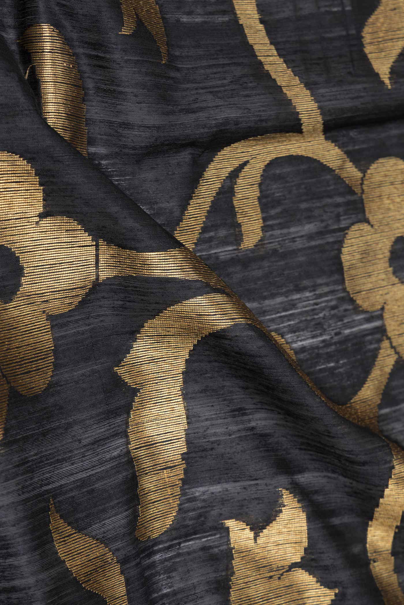 Black Dual Tone Raw Silk Saree - Image 2