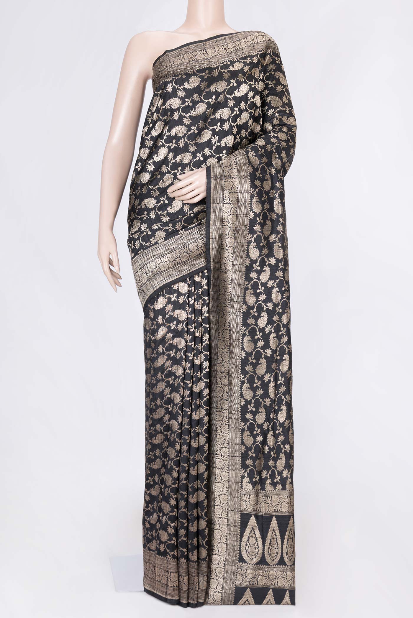 Black Dual Tone Raw Silk Saree