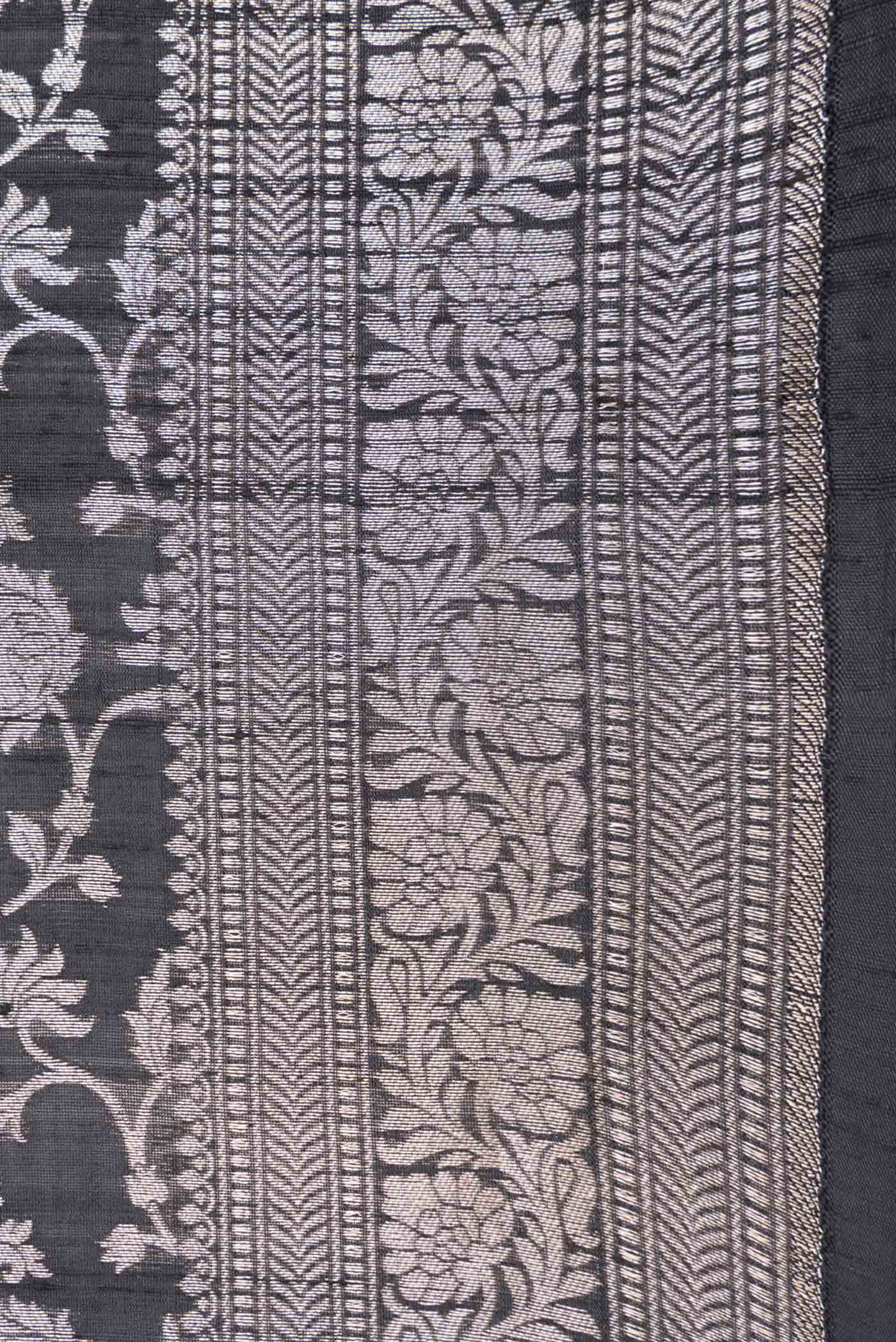 Black Dual Tone Raw Silk Saree - Image 3