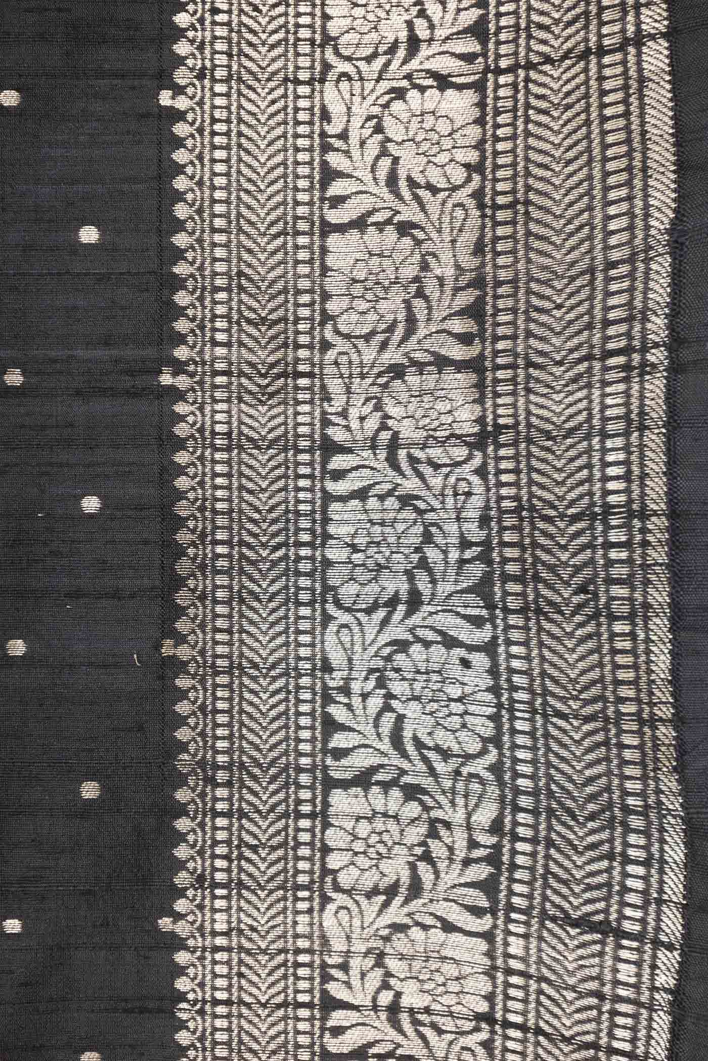 Black Dual Tone Raw Silk Saree - Image 3
