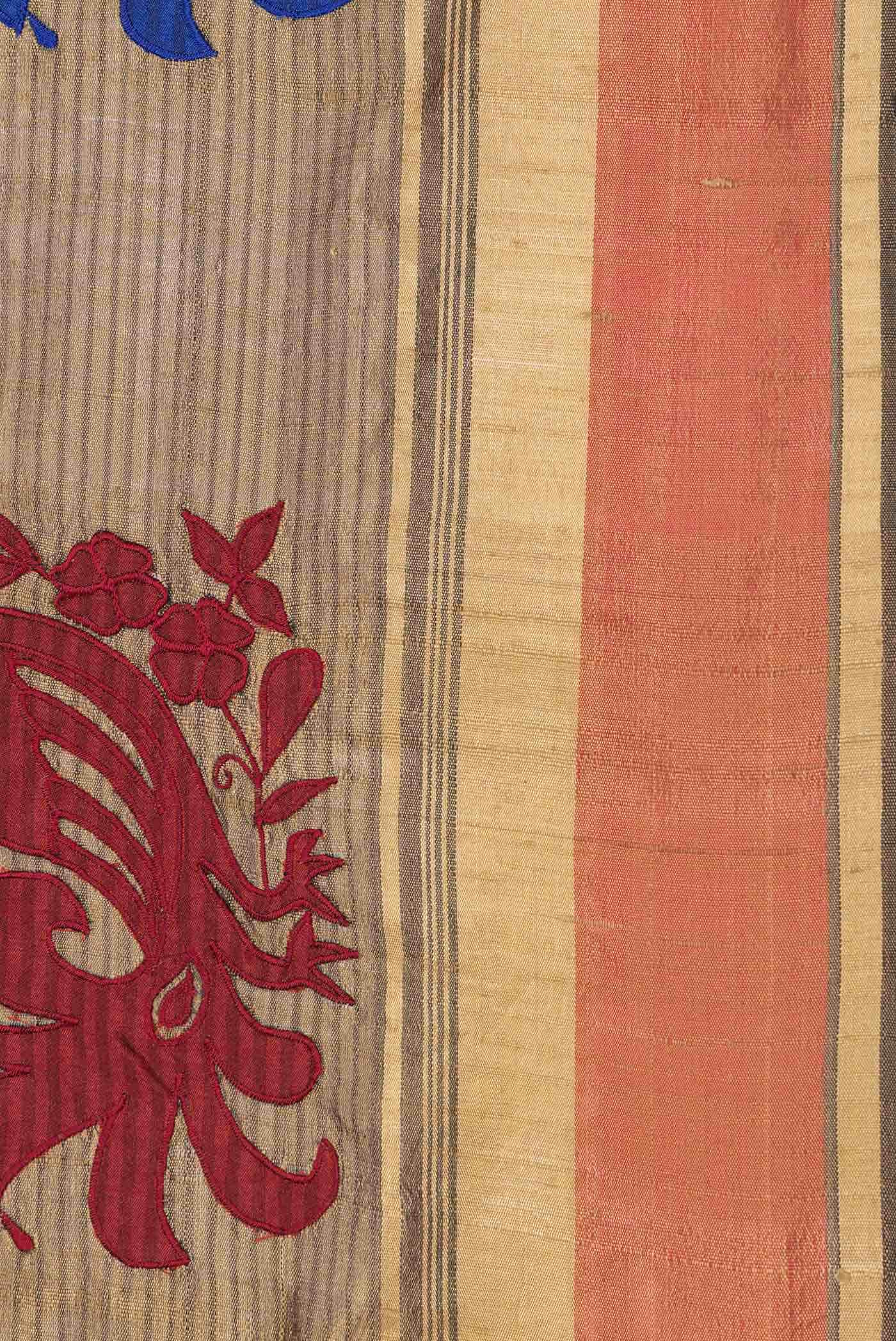 Dark Beige Raw Silk Saree - Image 3