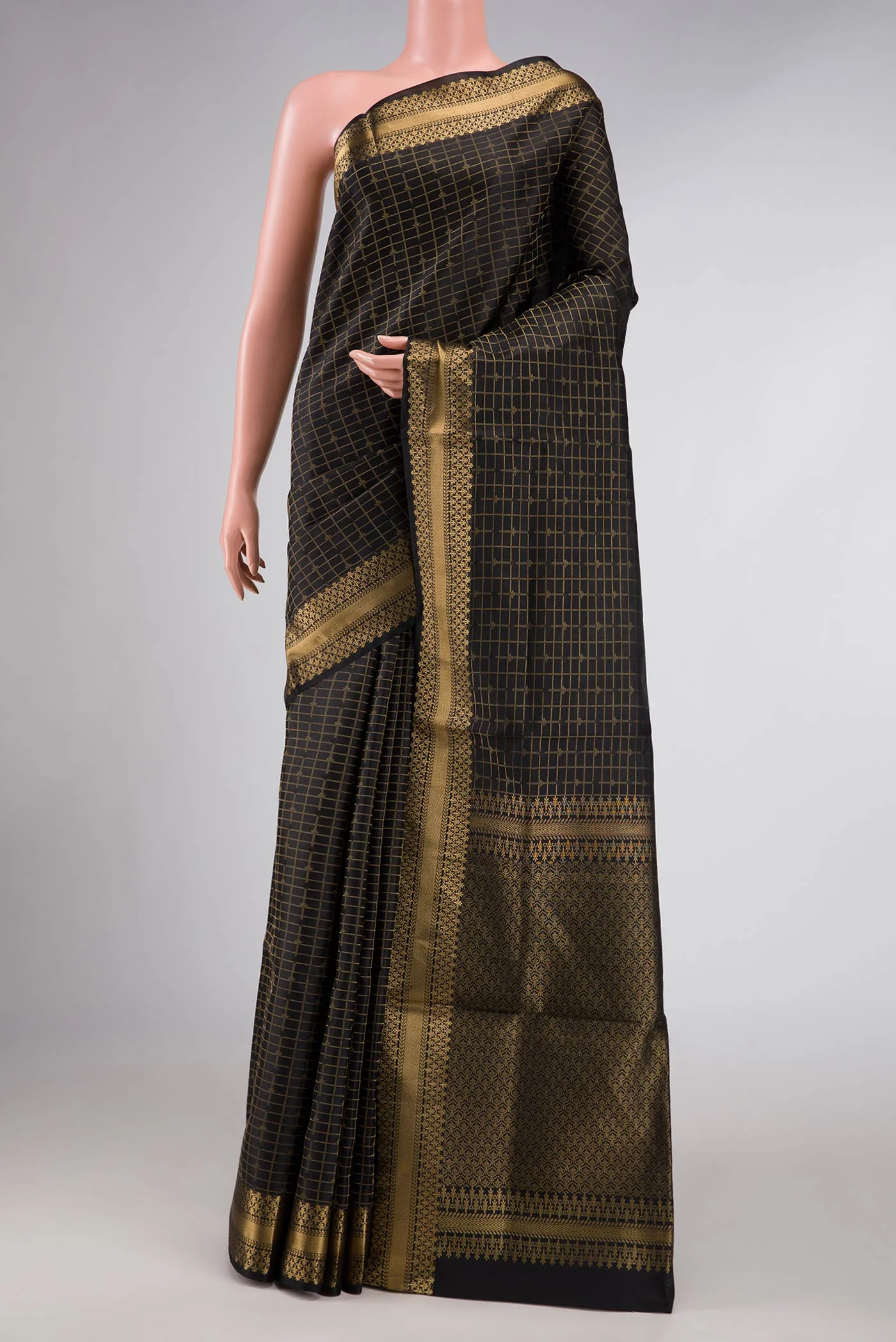 Black Dual Tone Soft Silk Saree