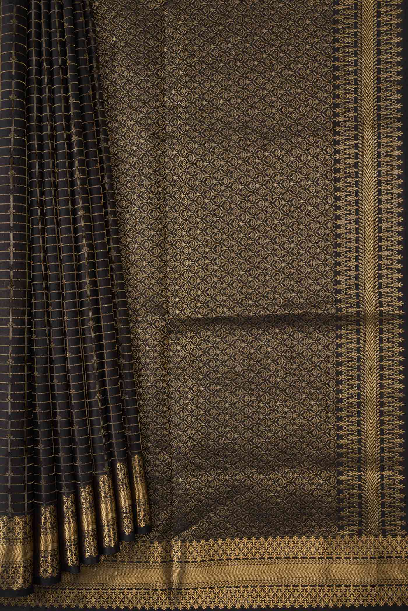Black Dual Tone Soft Silk Saree - Image 4
