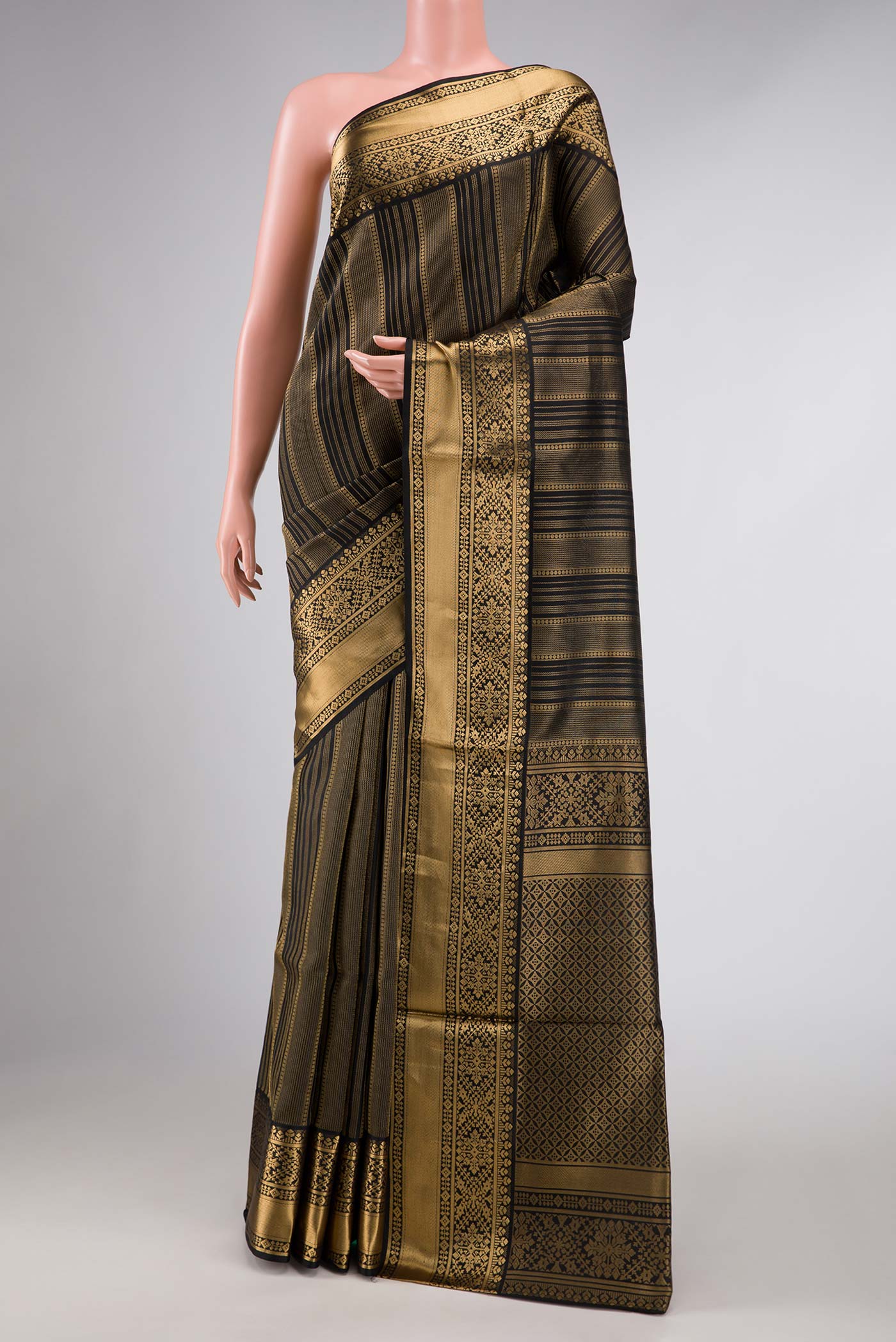 Black Dual Tone Soft Silk Saree