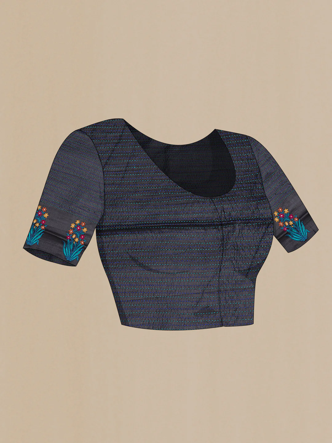 Black Tussar Silk Saree - Image 4
