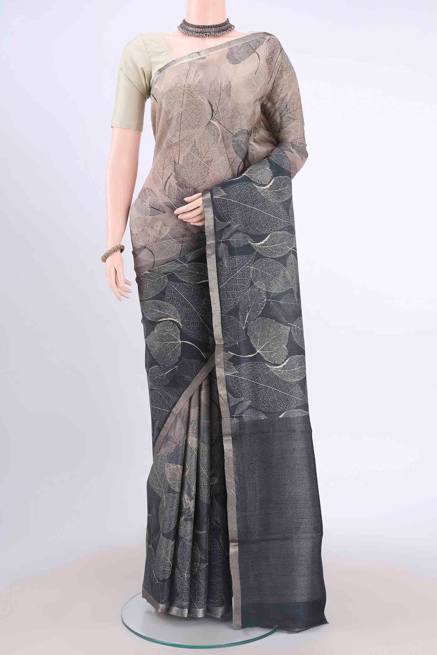 Black Dual Tone Tussar Silk Saree
