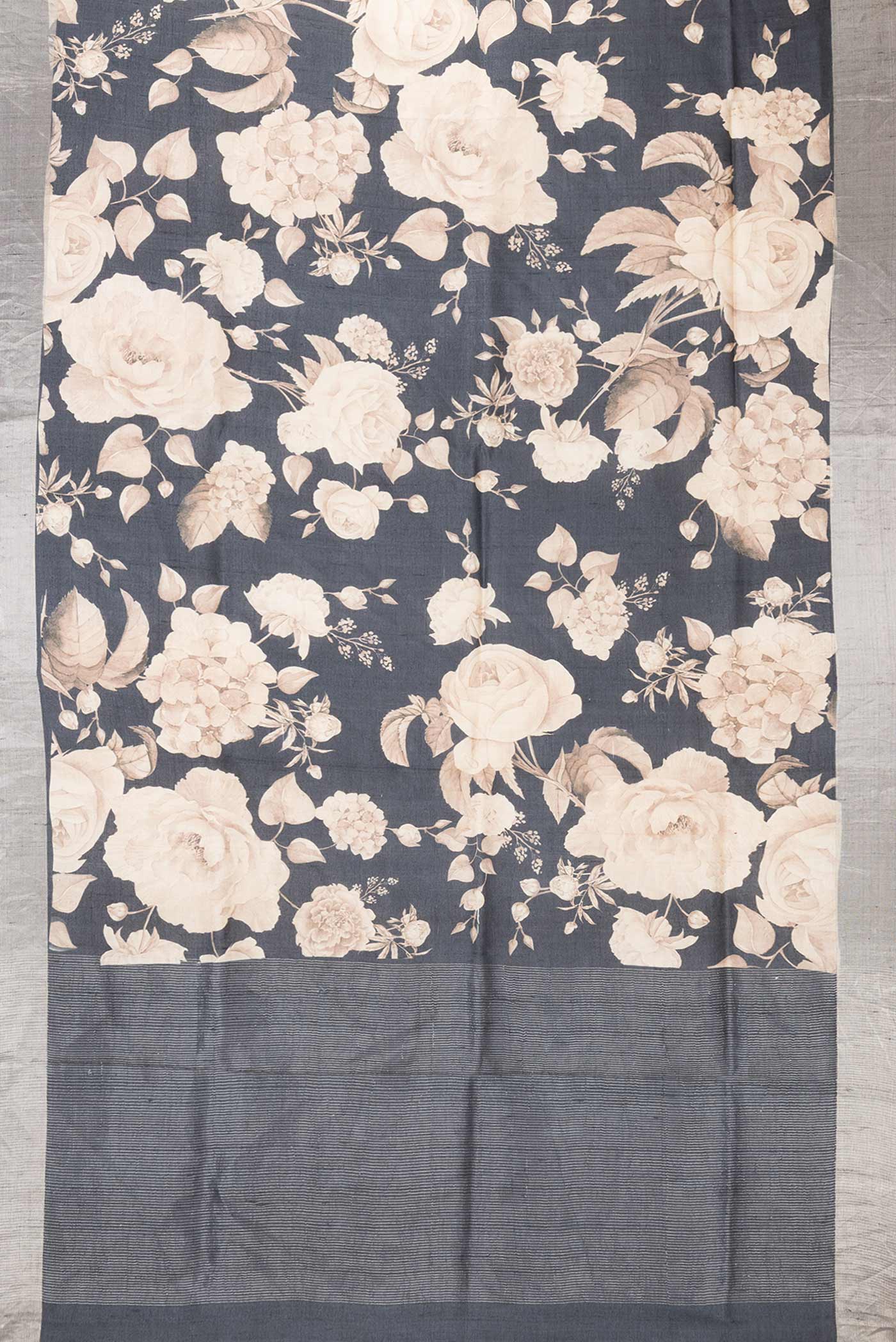 Black Dual Tone Tussar Silk Saree - Image 6