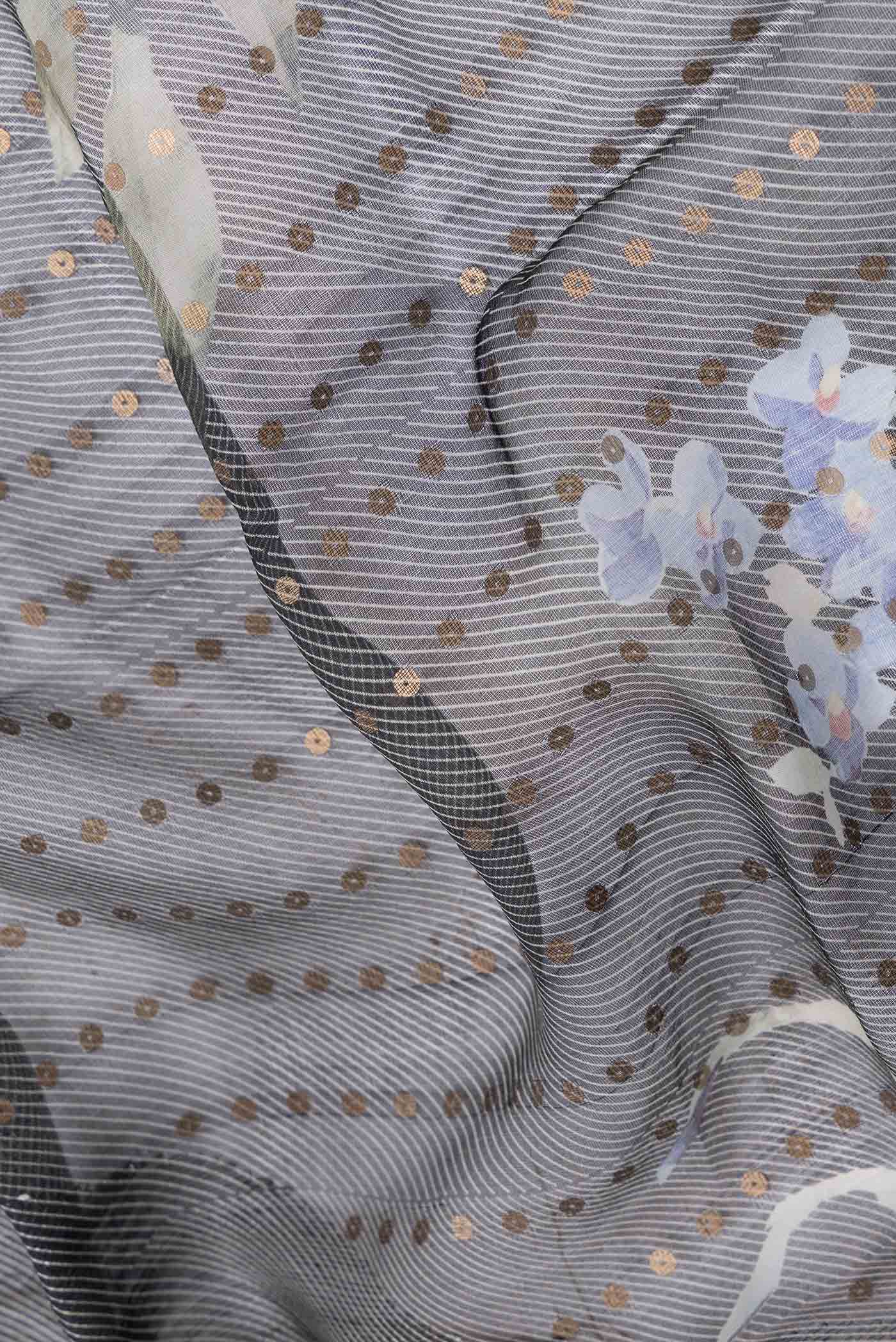 Black Dual Tone Tussar Silk Saree - Image 2