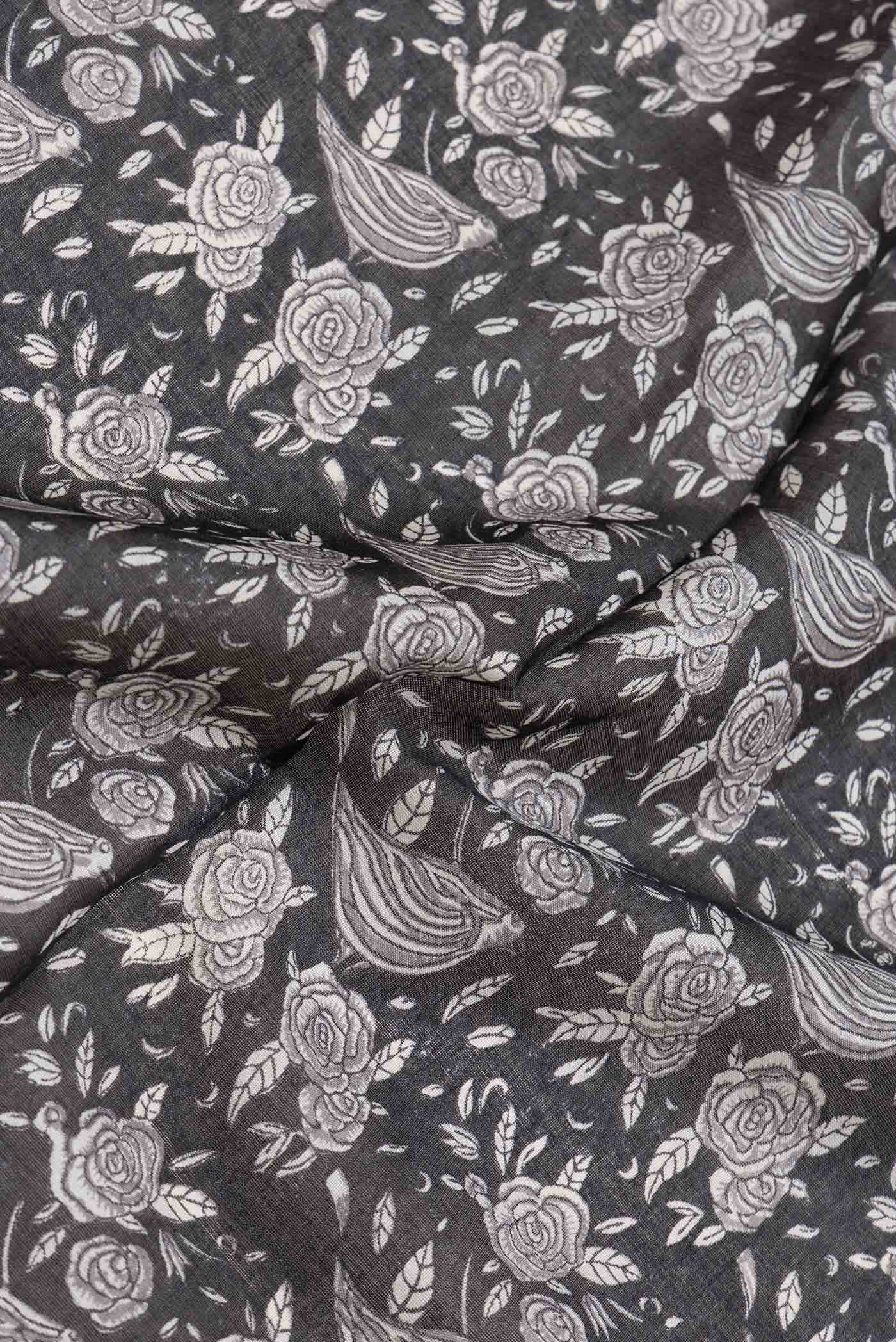 Black Tussar Silk Saree - Image 2
