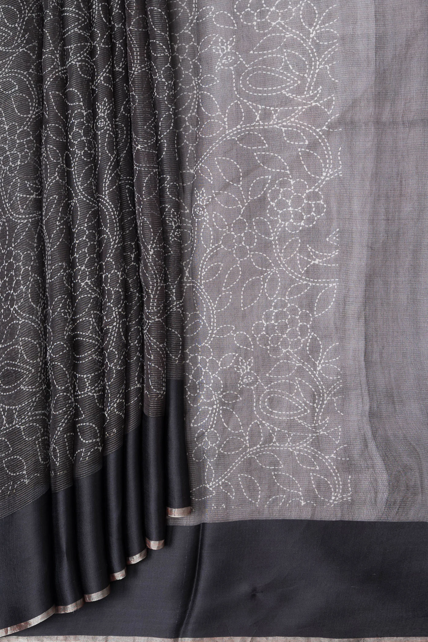 Black Tussar Silk Saree - Image 4