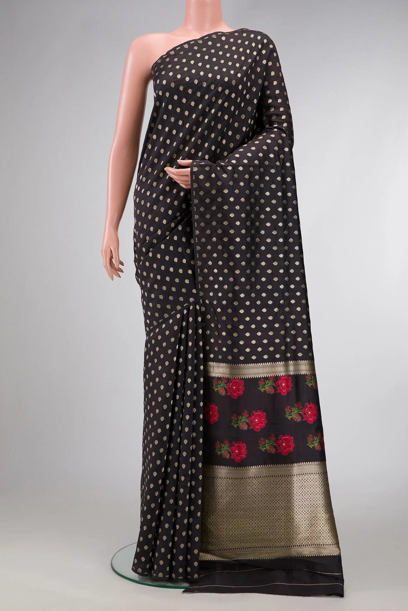 Black Tussar Silk Saree
