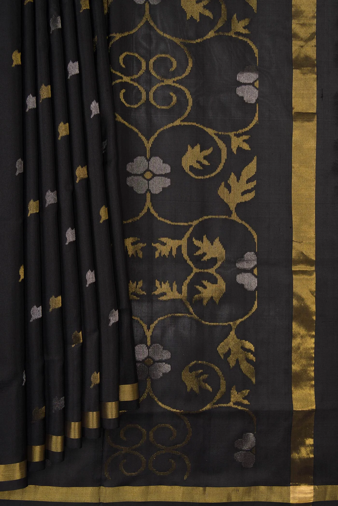 Black Dual Tone Uppada Silk Saree - Image 4