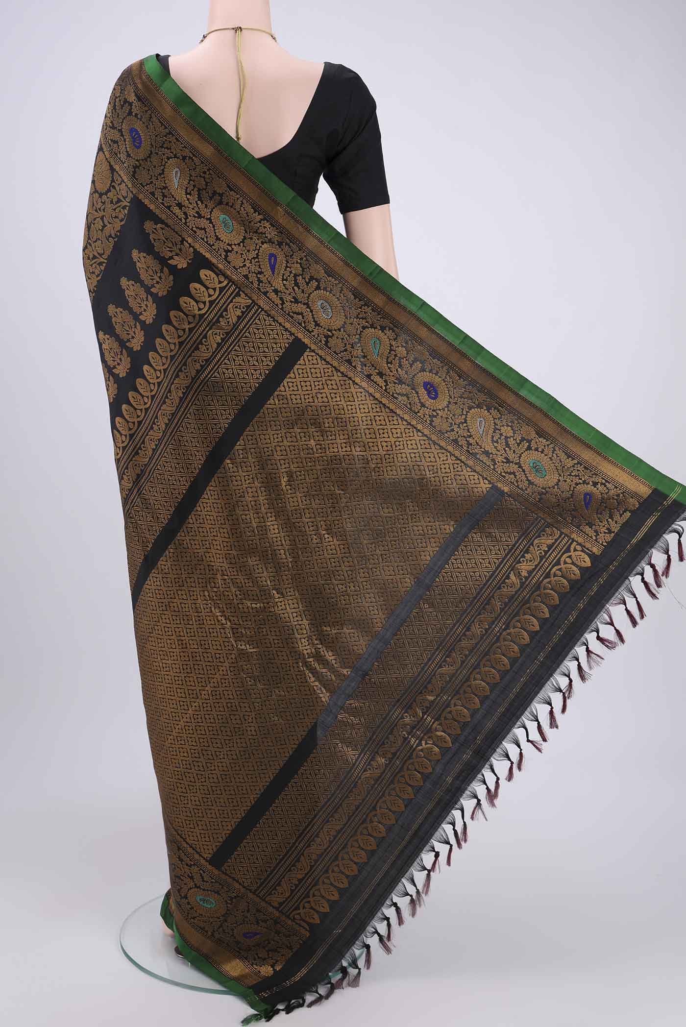 Black Gadwal Silk Saree - Image 3
