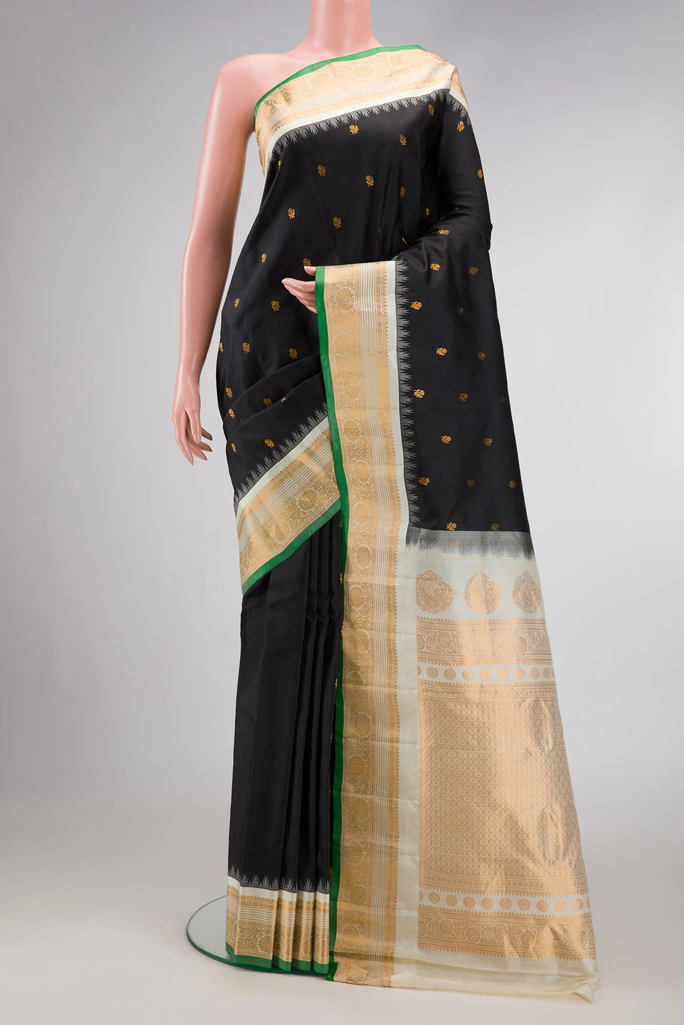 Black Gadwal Silk Saree