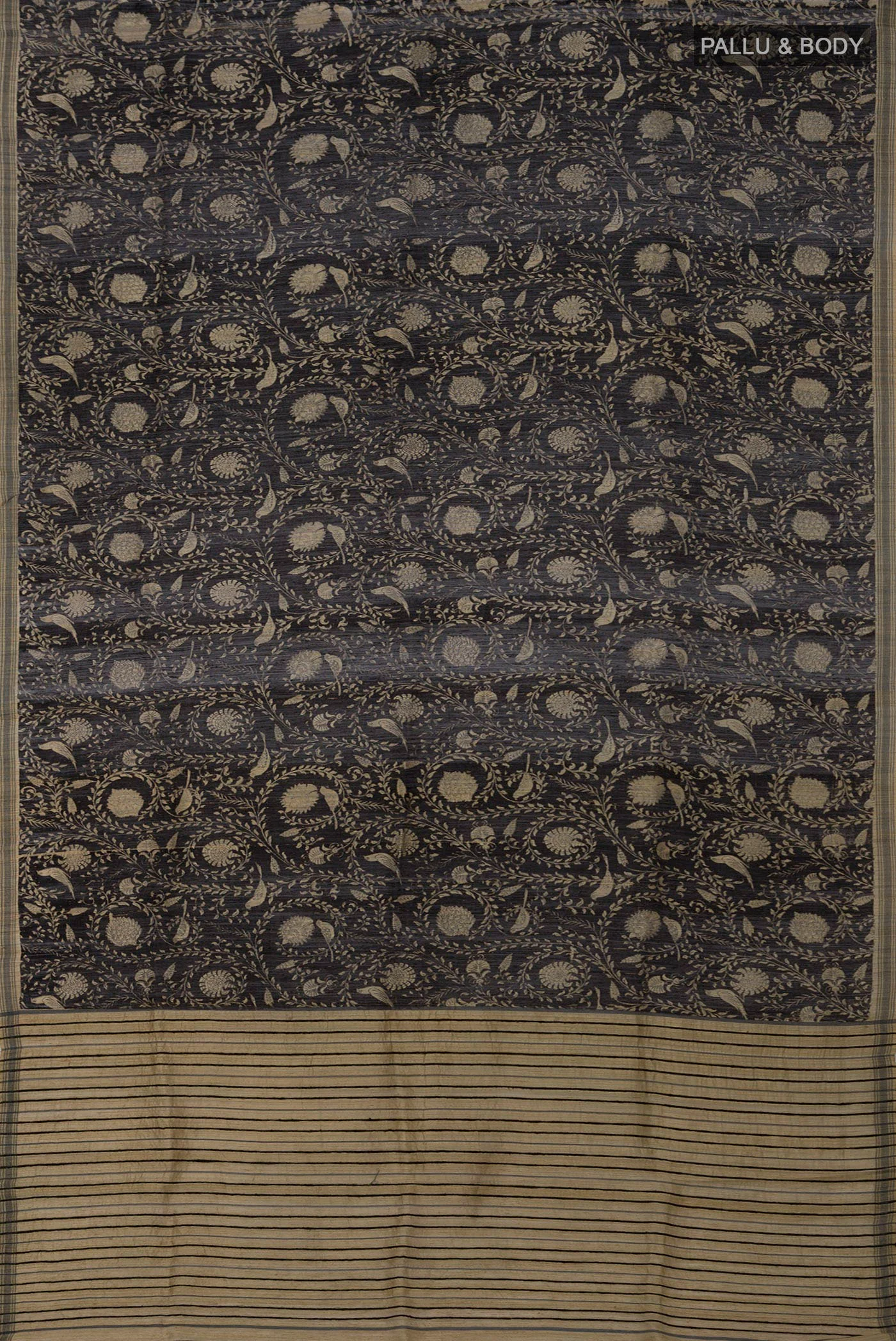 Black Tussar Silk Saree - Image 5