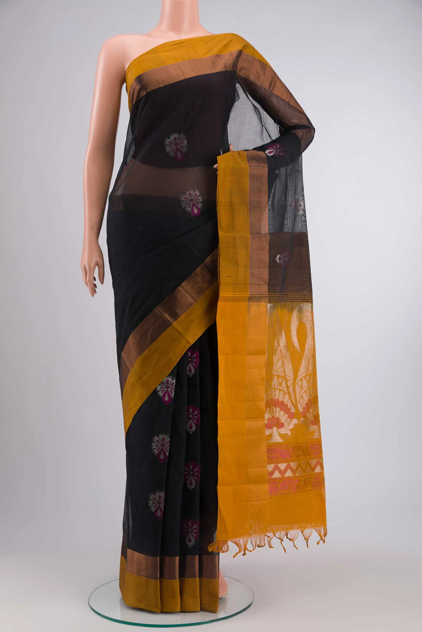 Black Kanchi Cotton Saree