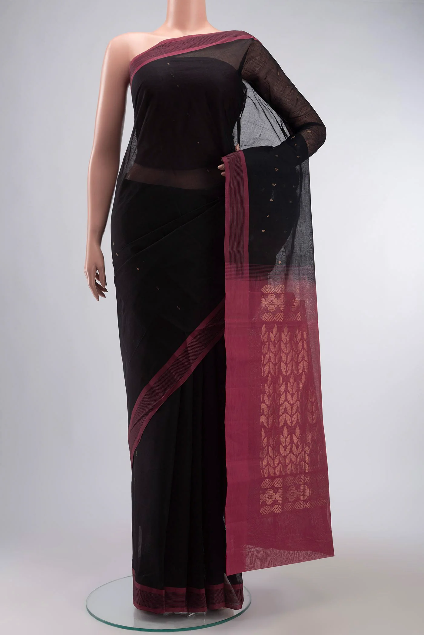 Black Kanchi Cotton Saree