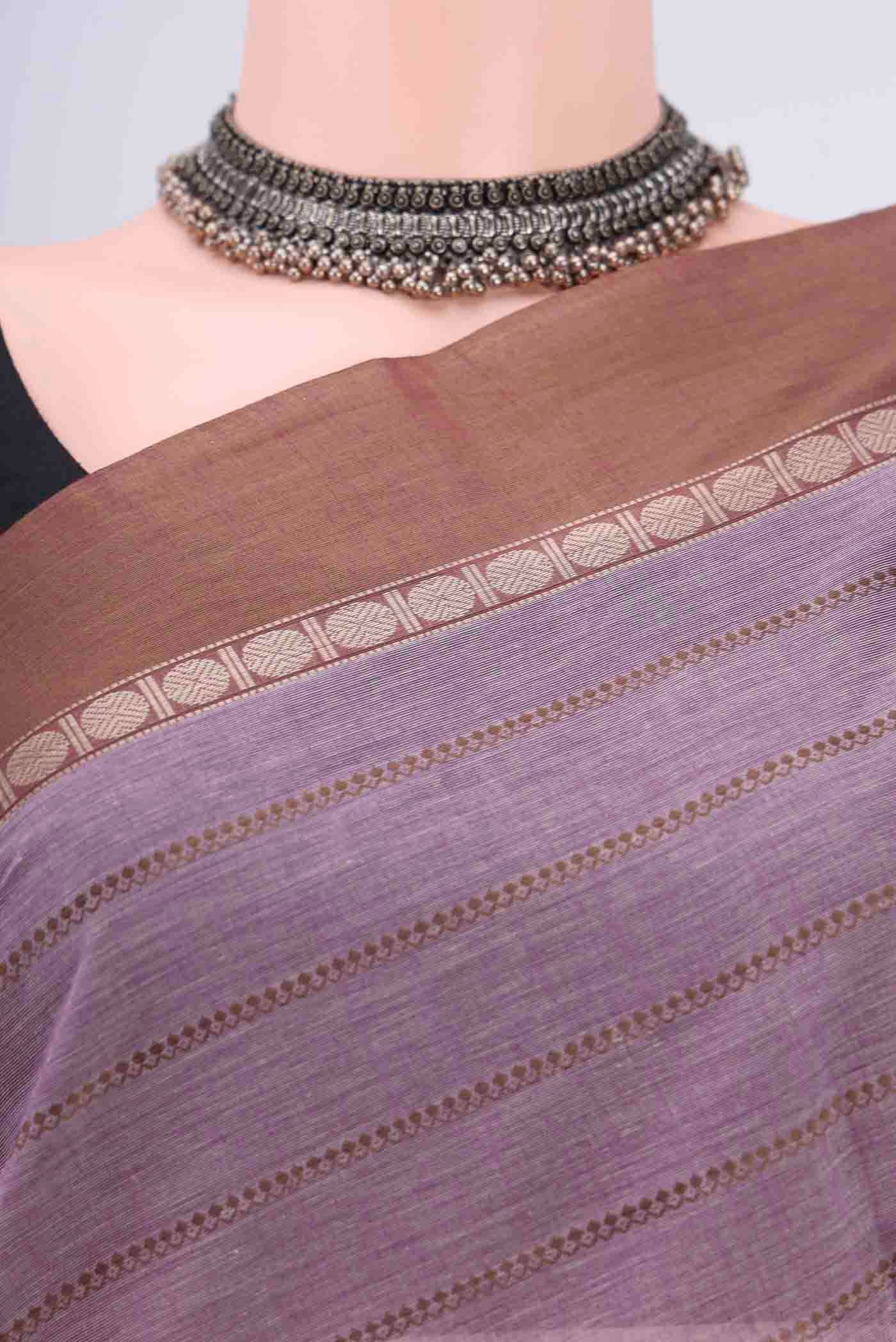Lavender Kanchi Cotton Saree - Image 2