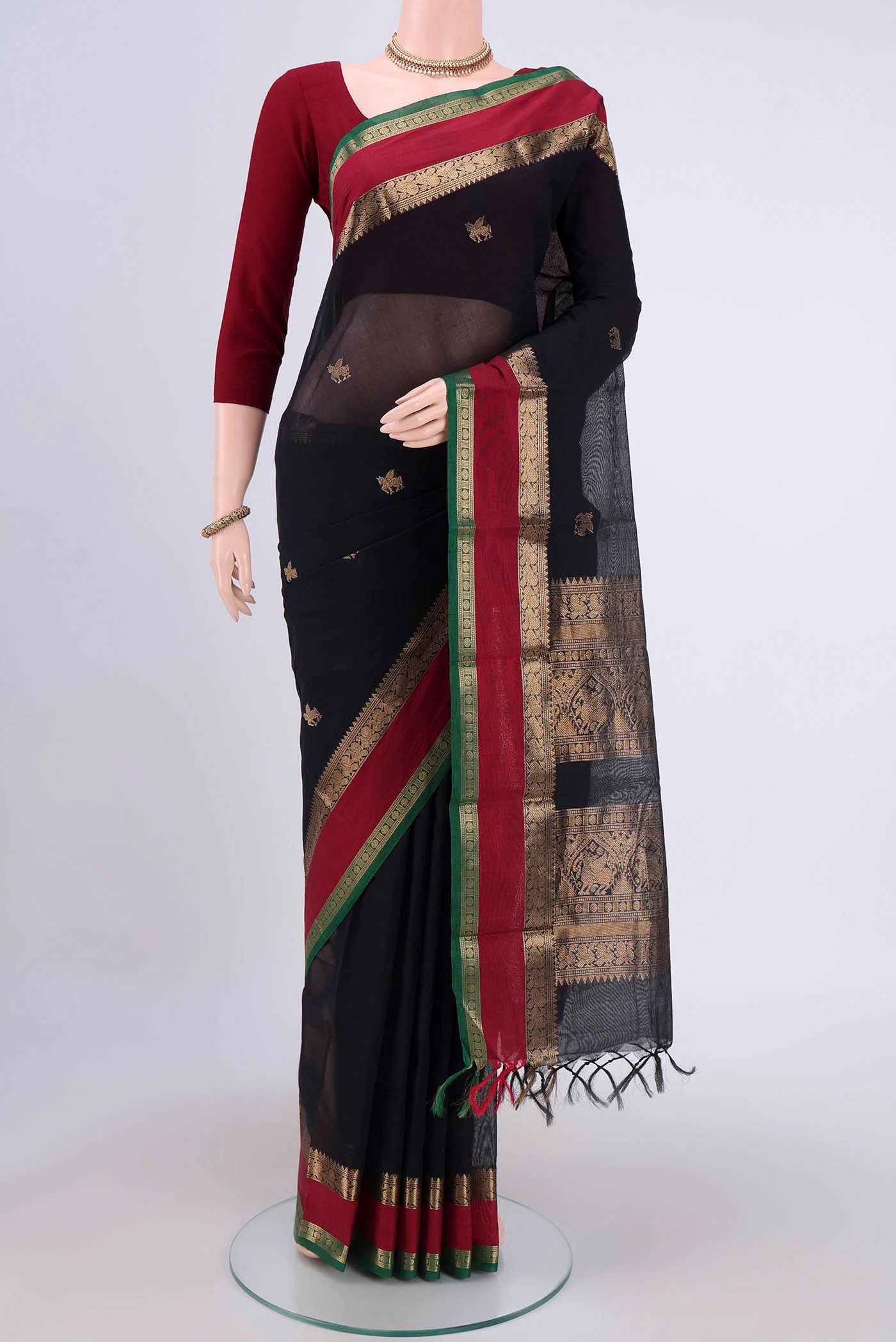 Black Kanchi Cotton Saree