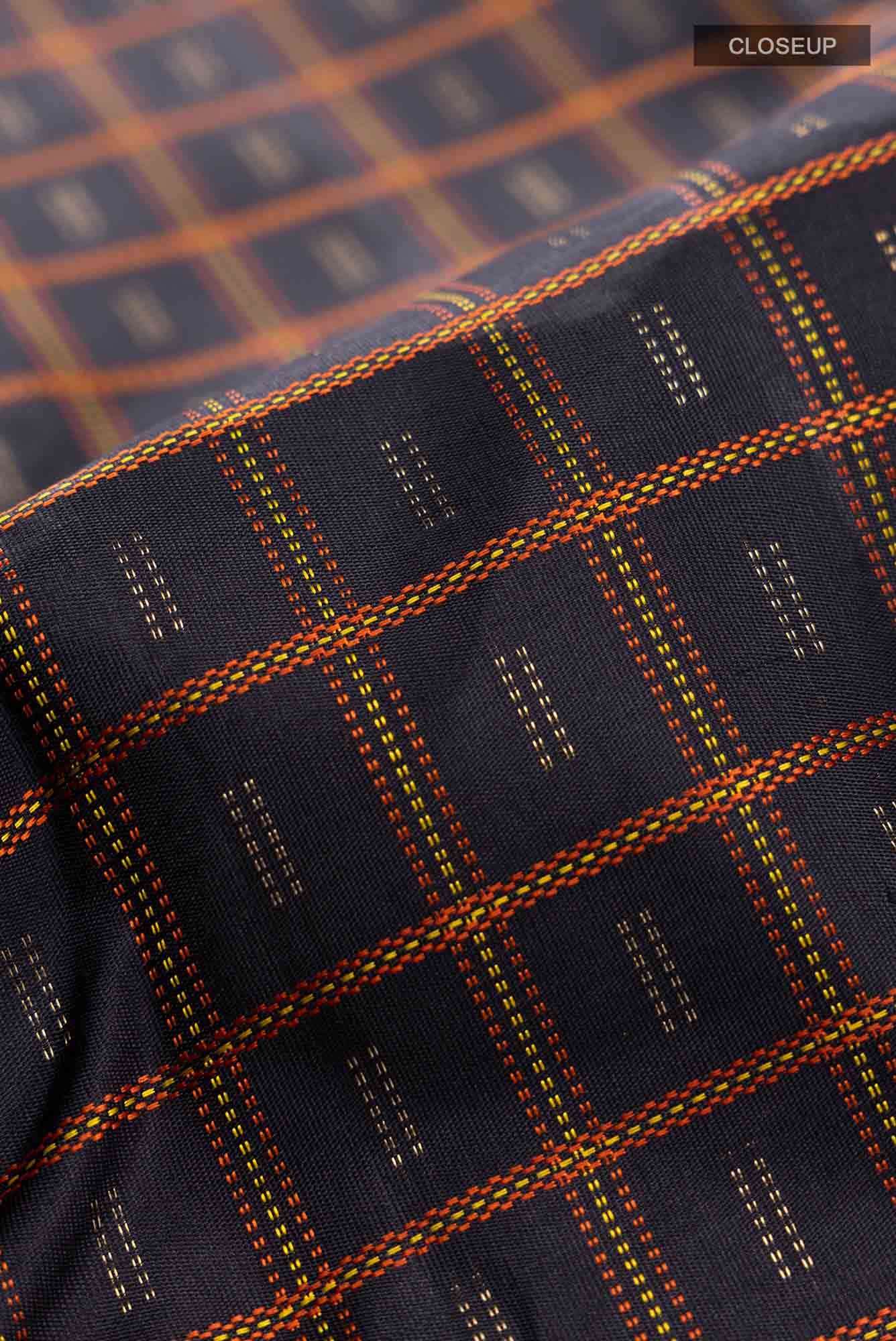 Pure Silk Pure Zari Black Kanjivaram Saree - Image 3