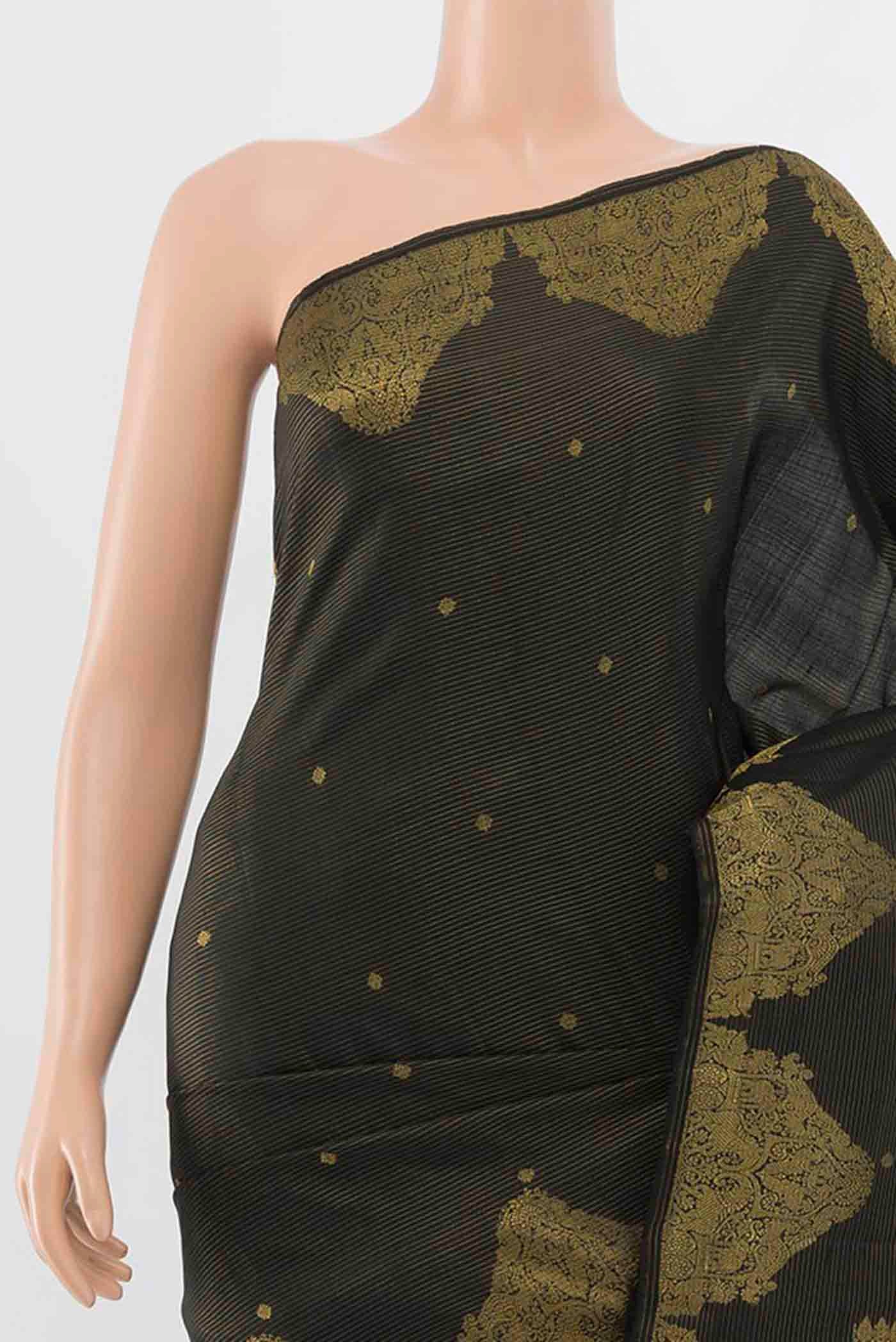 Black Kanchipuram Silk Saree - Image 2
