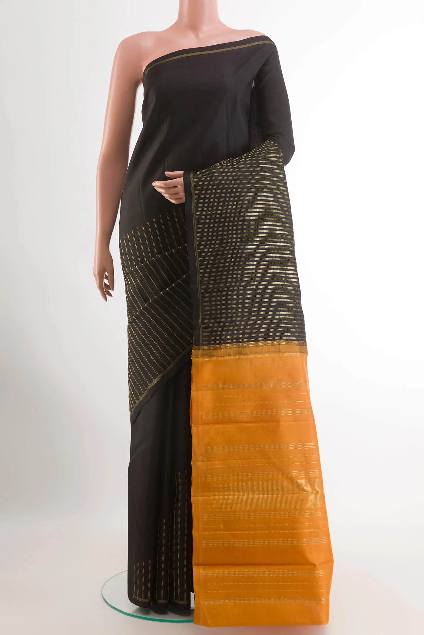 Pure Silk Pure Zari Black Kanchipuram Saree