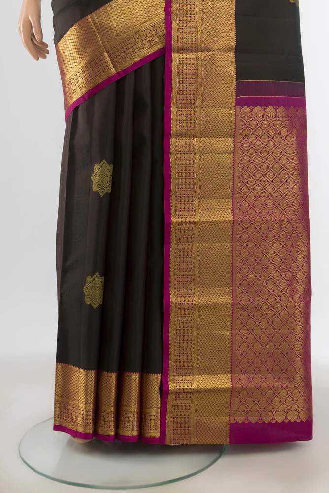 Black Kanchipuram Silk Saree - Image 3