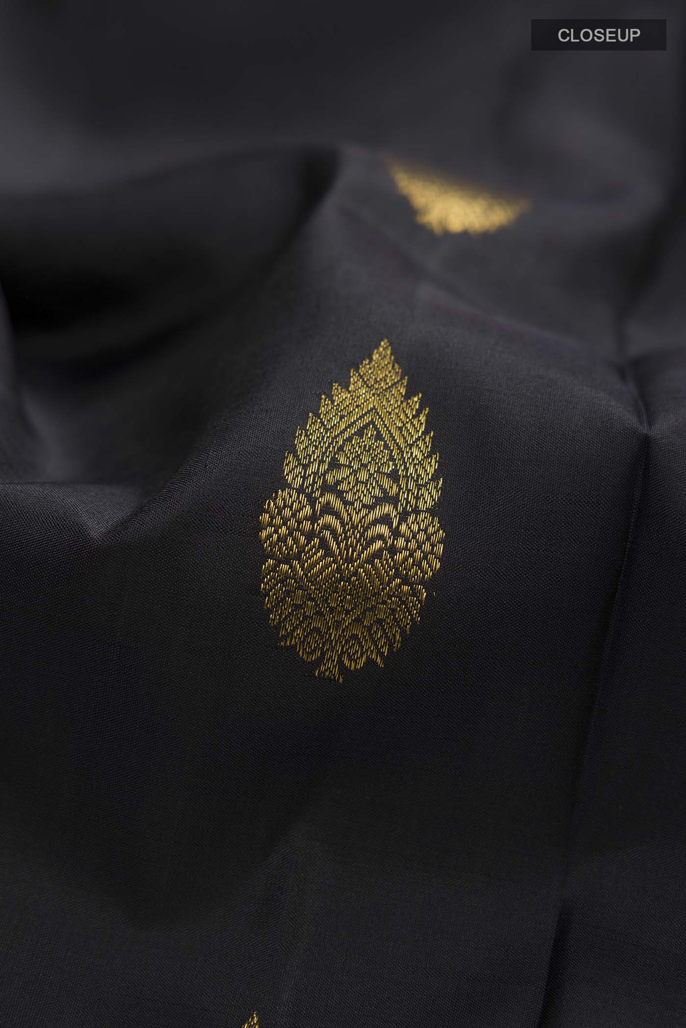 Black Kanchipuram Silk Saree - Image 2