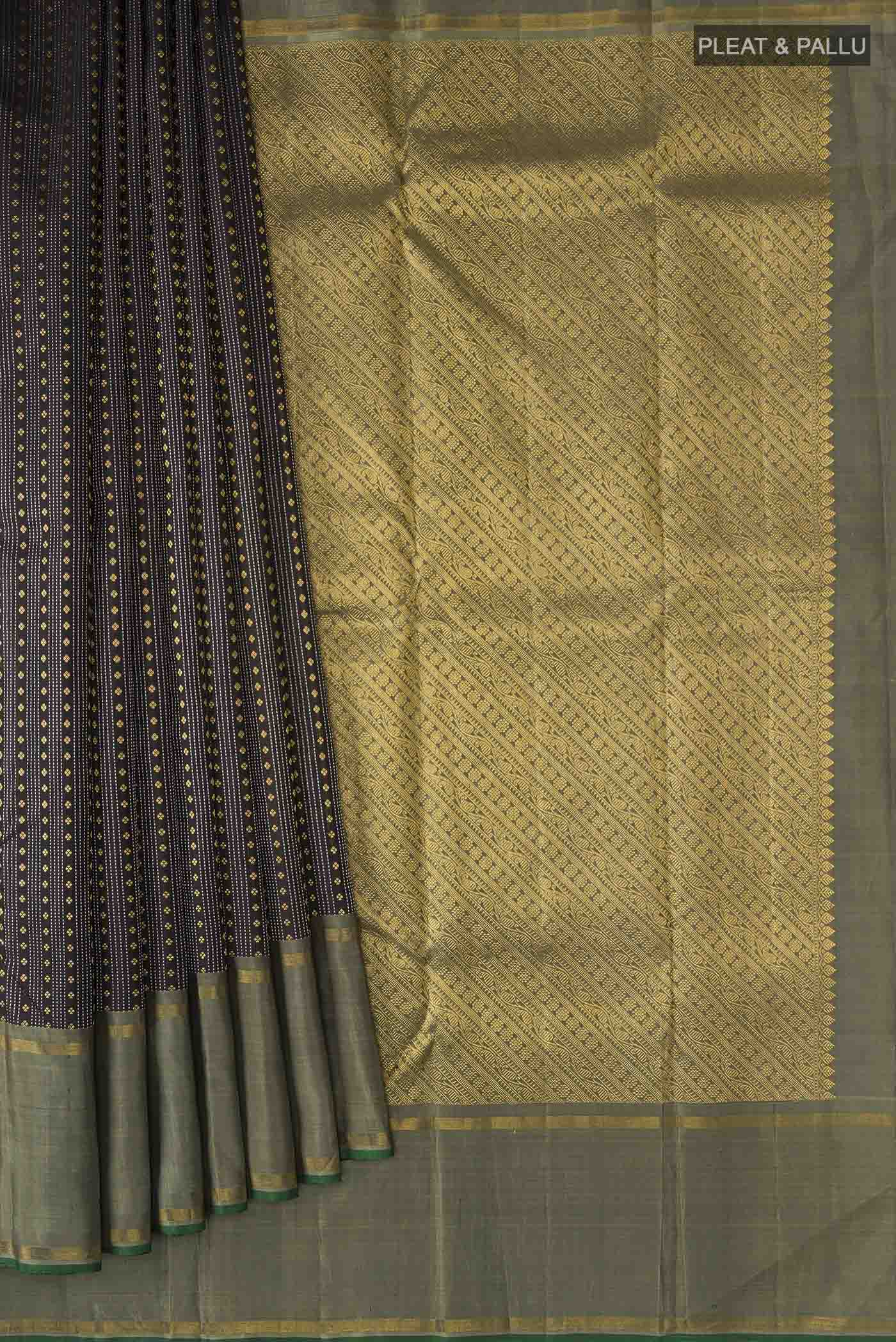 Black Kanchipuram Silk Saree - Image 4