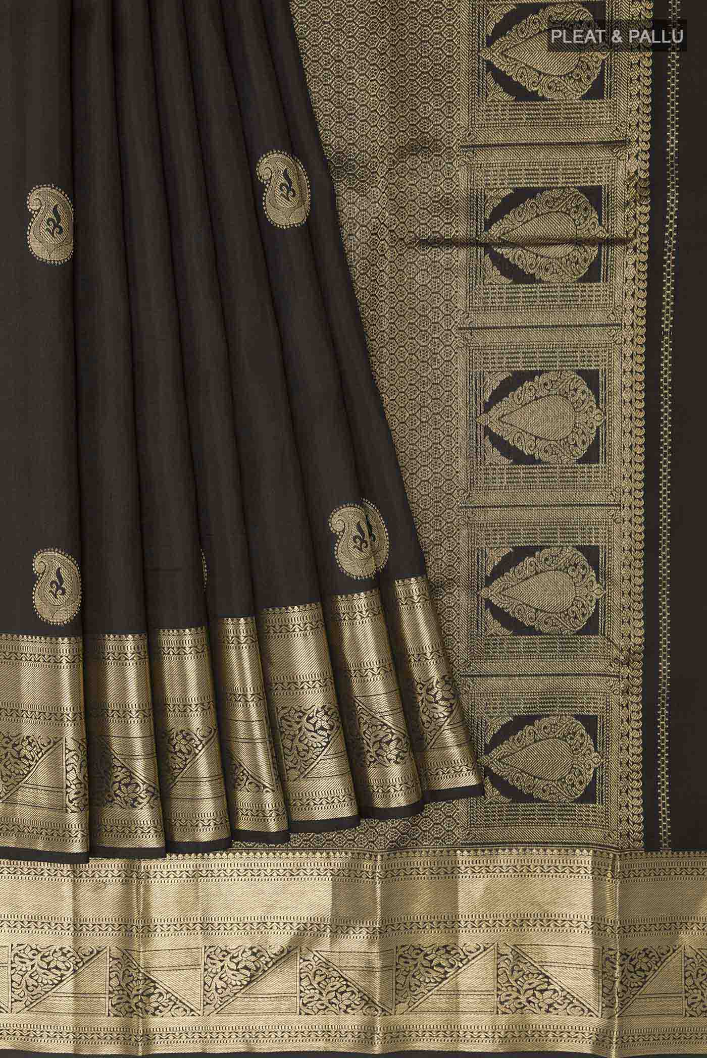 Black Kanchipuram Silk Saree - Image 4