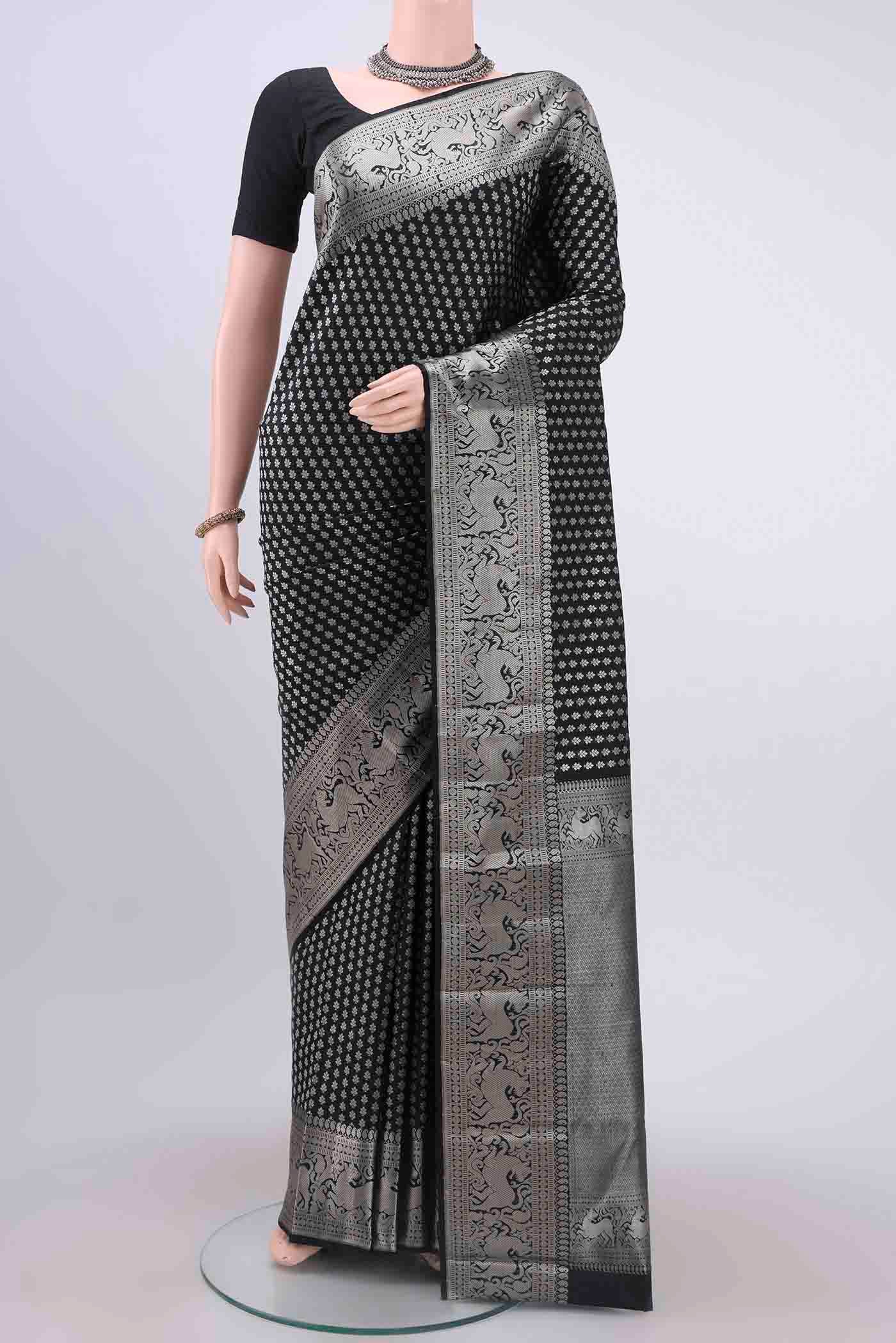Black Kanchipuram Silk Saree