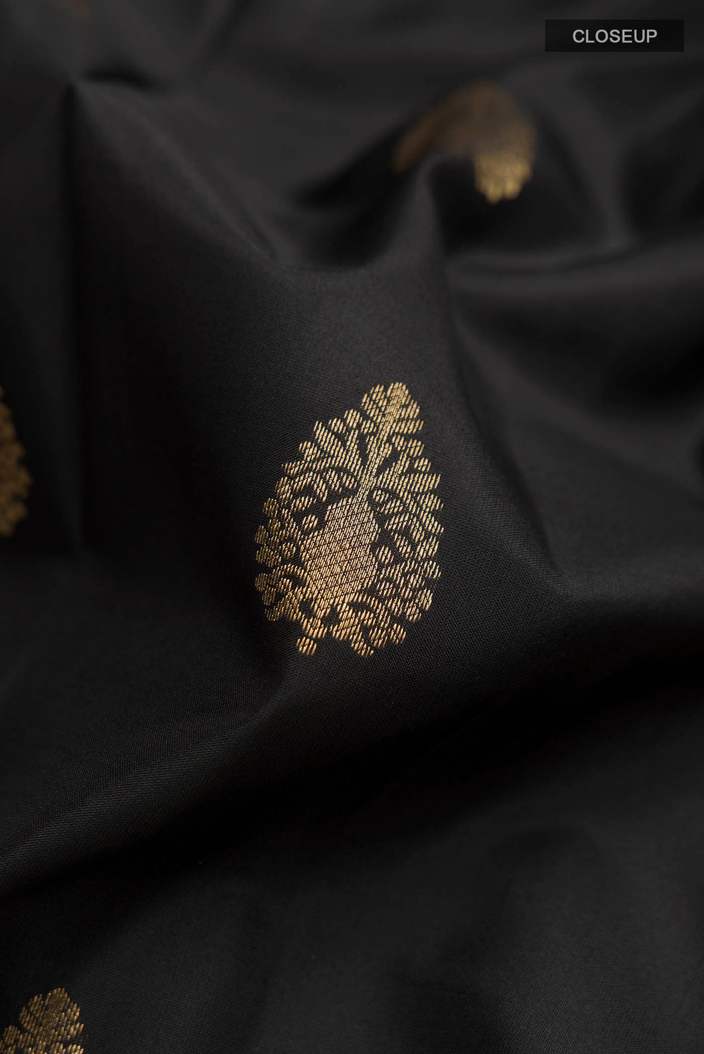 Black Kanchipuram Silk Saree - Image 2