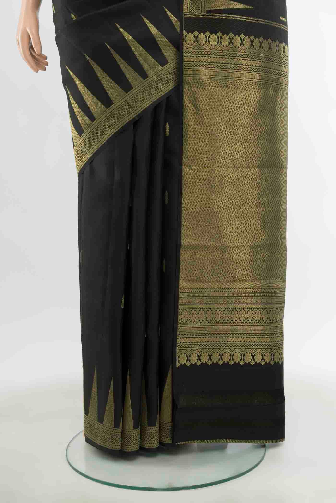 Black Kanchipuram Silk Saree - Image 3