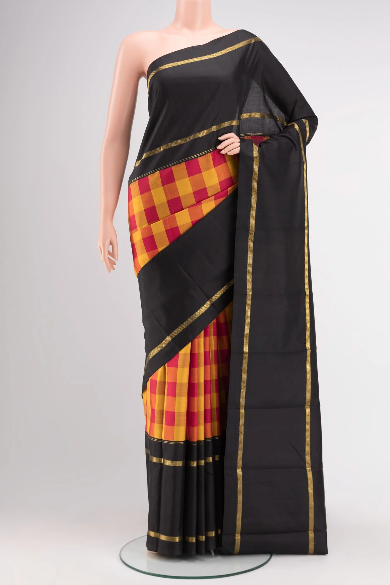 Pure Silk Pure Zari Multi Color Kanchipuram Saree - Image 7