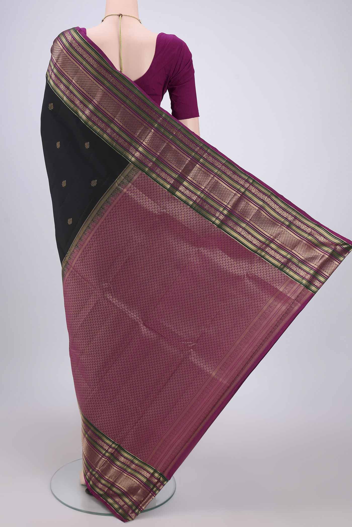 Black Kanchipuram Silk Saree - Image 3
