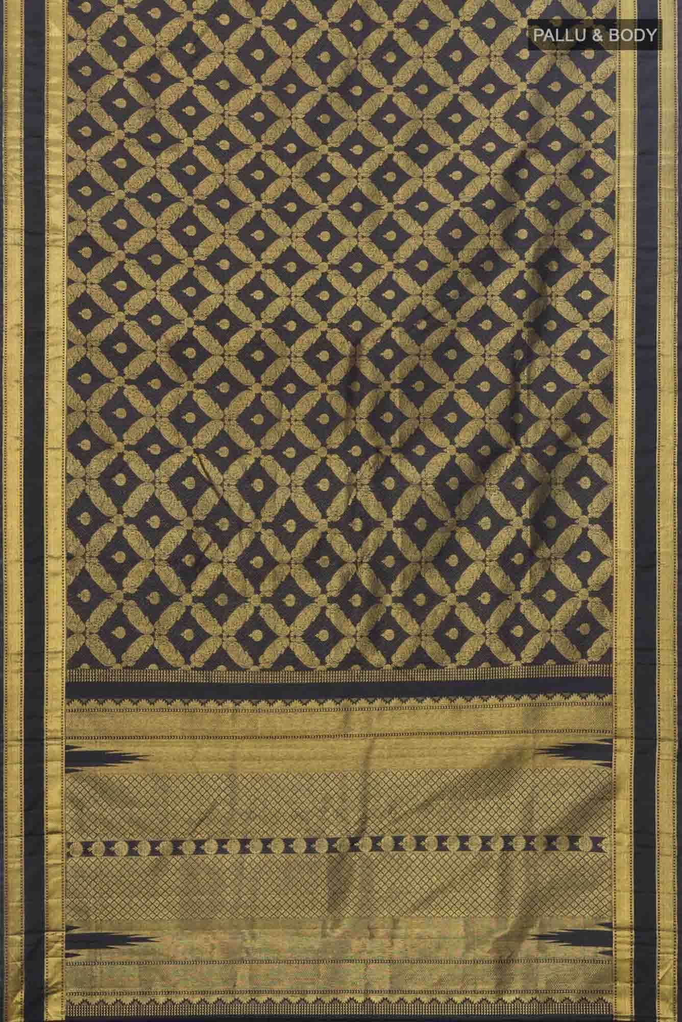 Shobita-Black Kanchipuram Silk Saree - Image 4