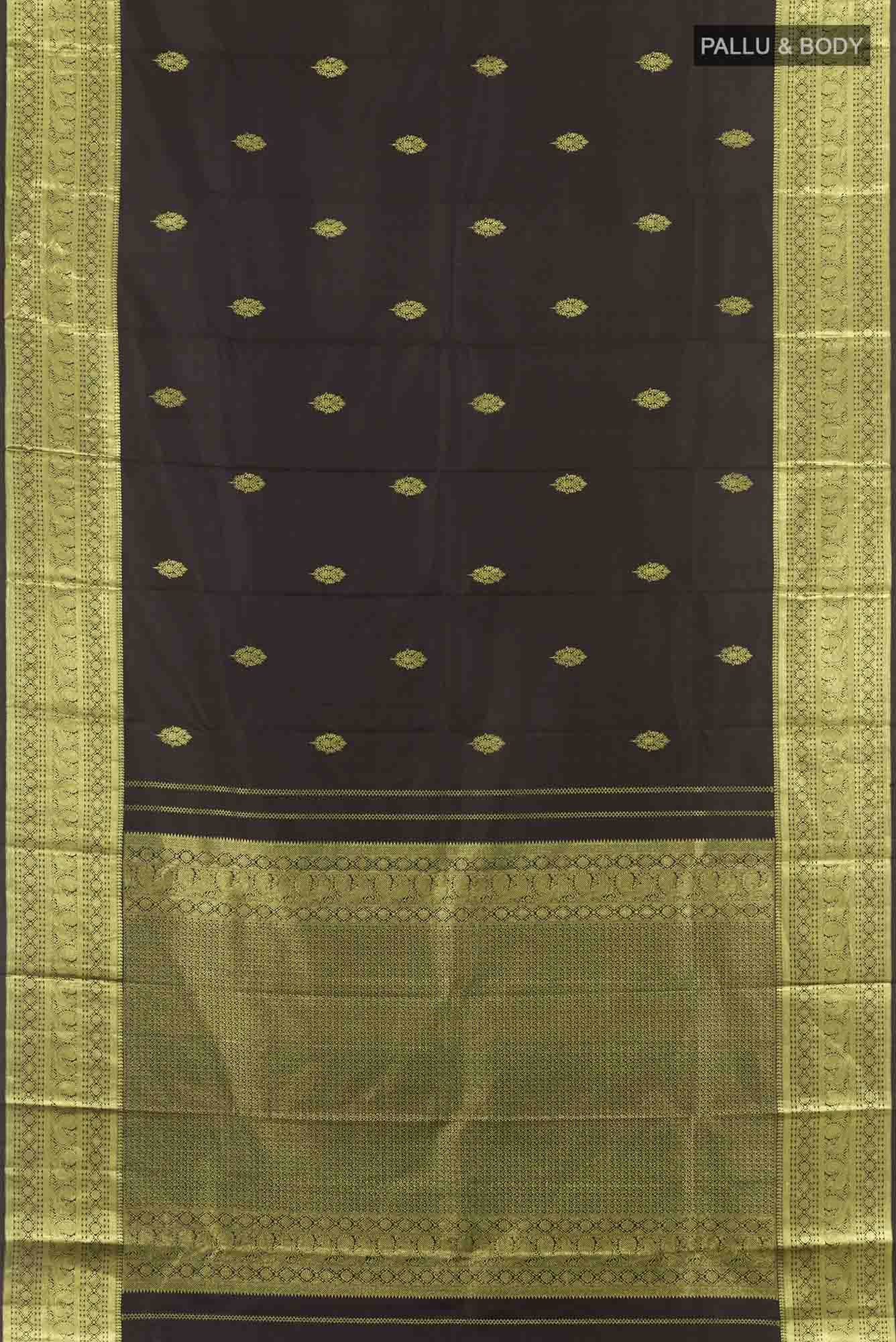 Black Kanchipuram Silk Saree - Image 4
