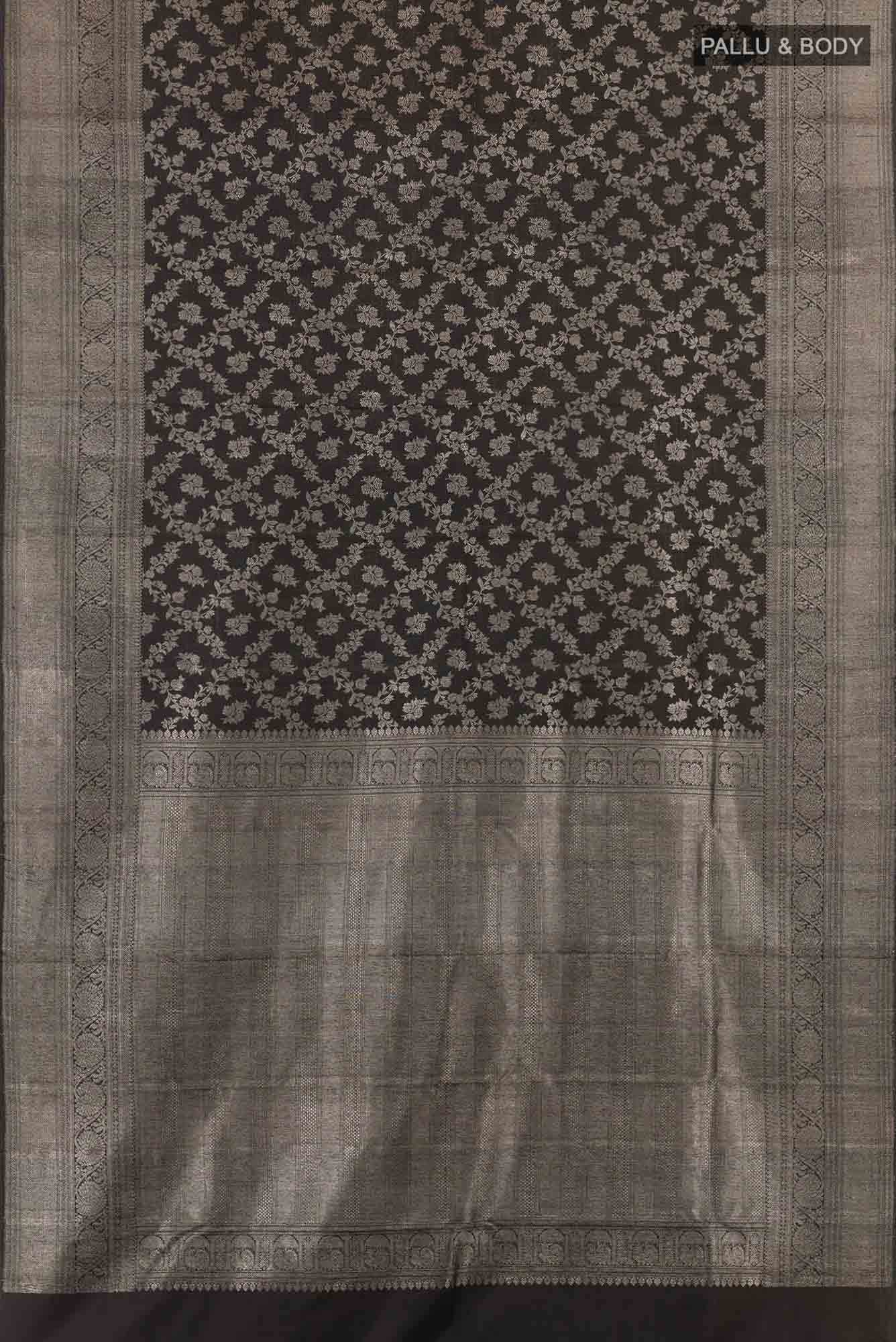 Black Kanchipuram Silk Saree - Image 3