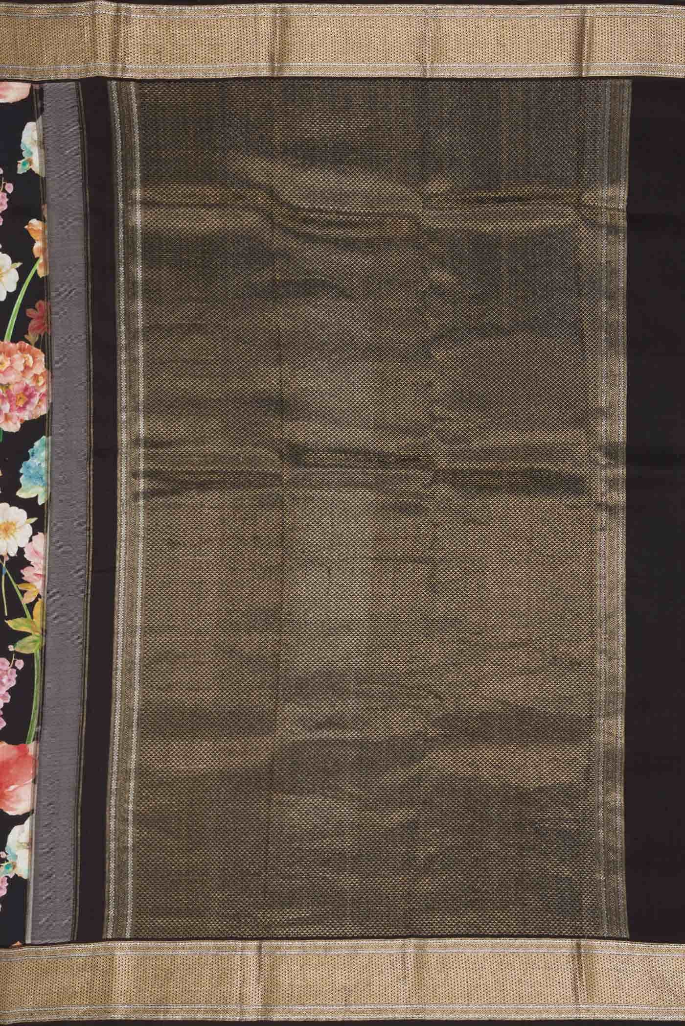 Pure Silk Pure Zari Black Kanchipuram Saree - Image 5