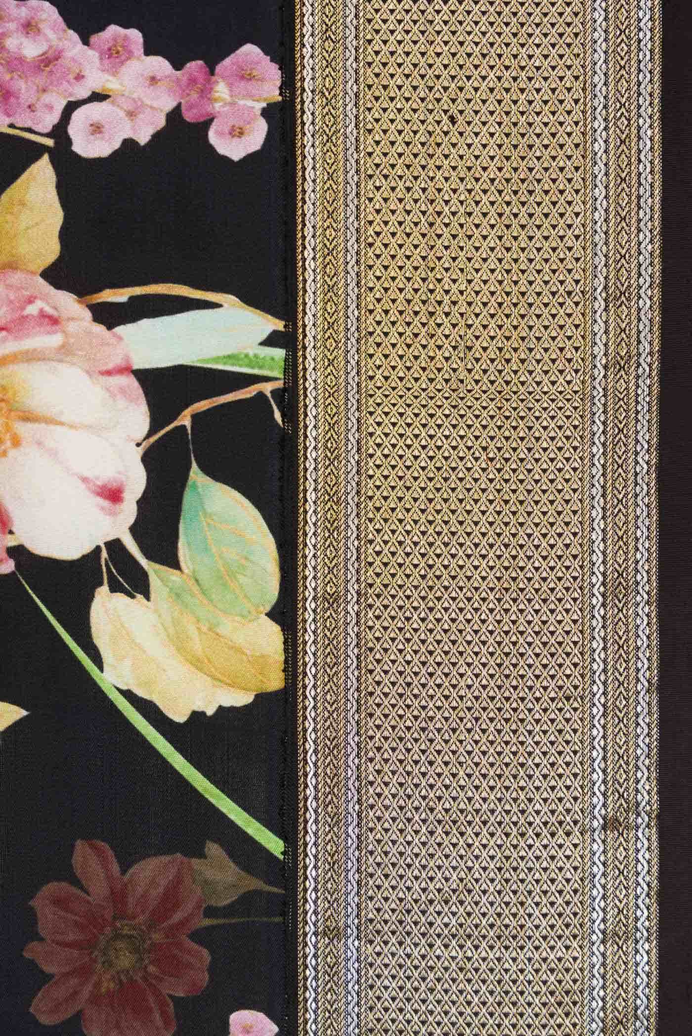 Pure Silk Pure Zari Black Kanchipuram Saree - Image 6